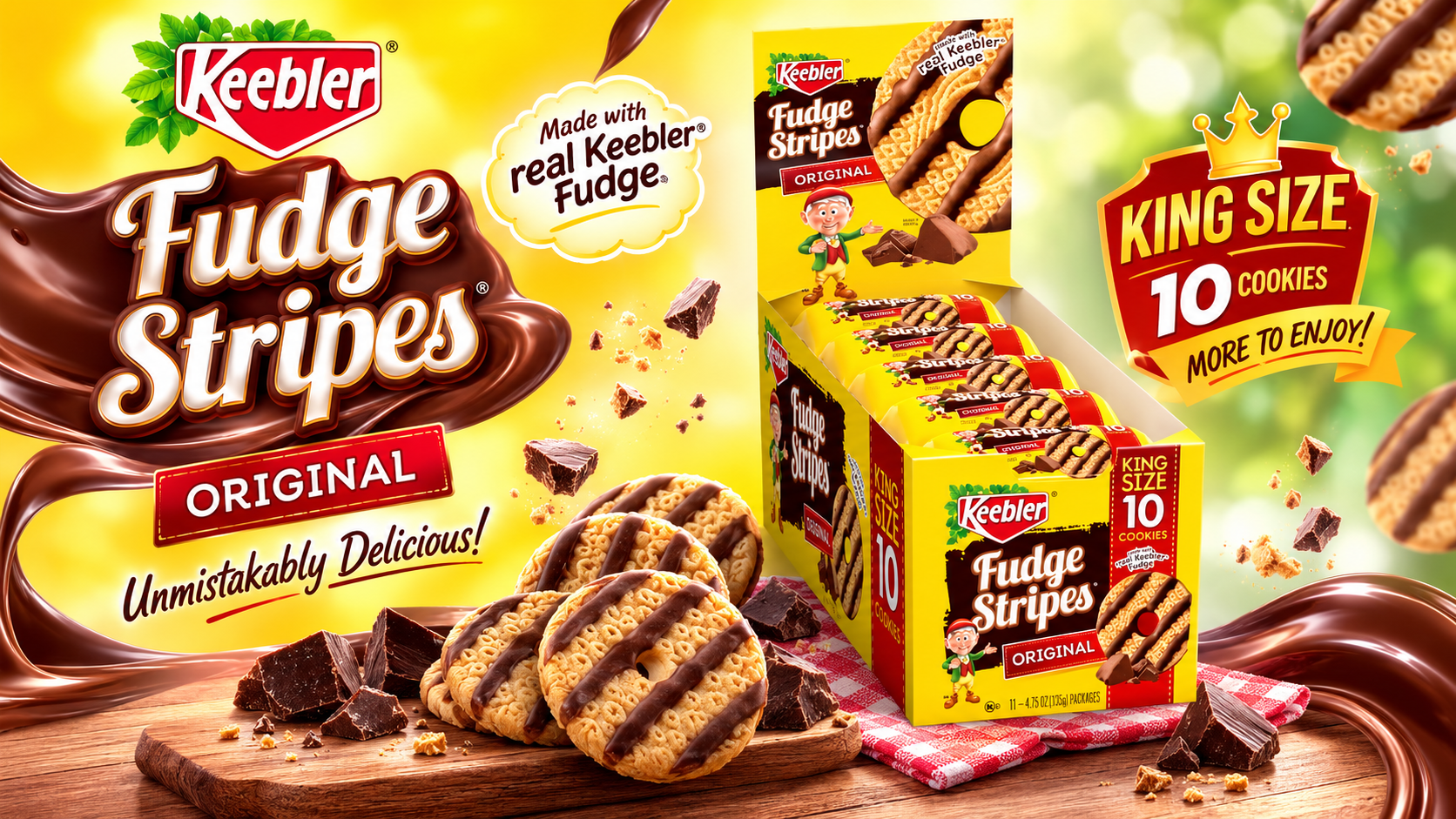Keebler Fudge Stripes Original 10CT 4.75OZ King Size (C8) product image