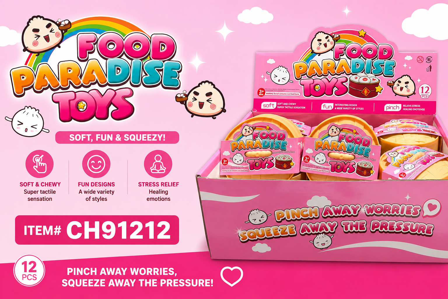 Squeeze Toys Beads Glitter Dumplings #CH91212 12CT (C12) . product image