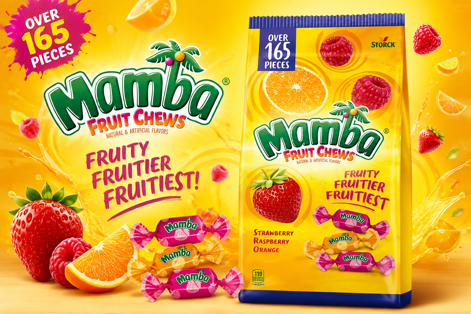 Mamba Fruit Chews Bag 35.5OZ 165/PK 1CT (C12) product image