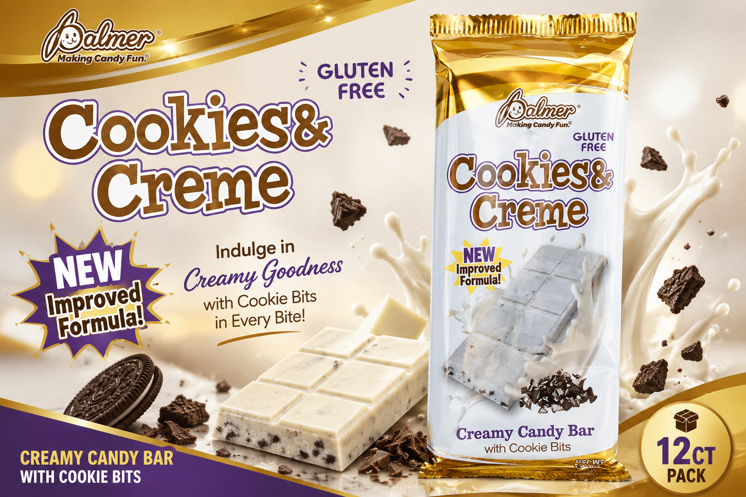 CN PALMER CHOCOLATE CANDY BAR 12CT COOKIES & CREME   product image