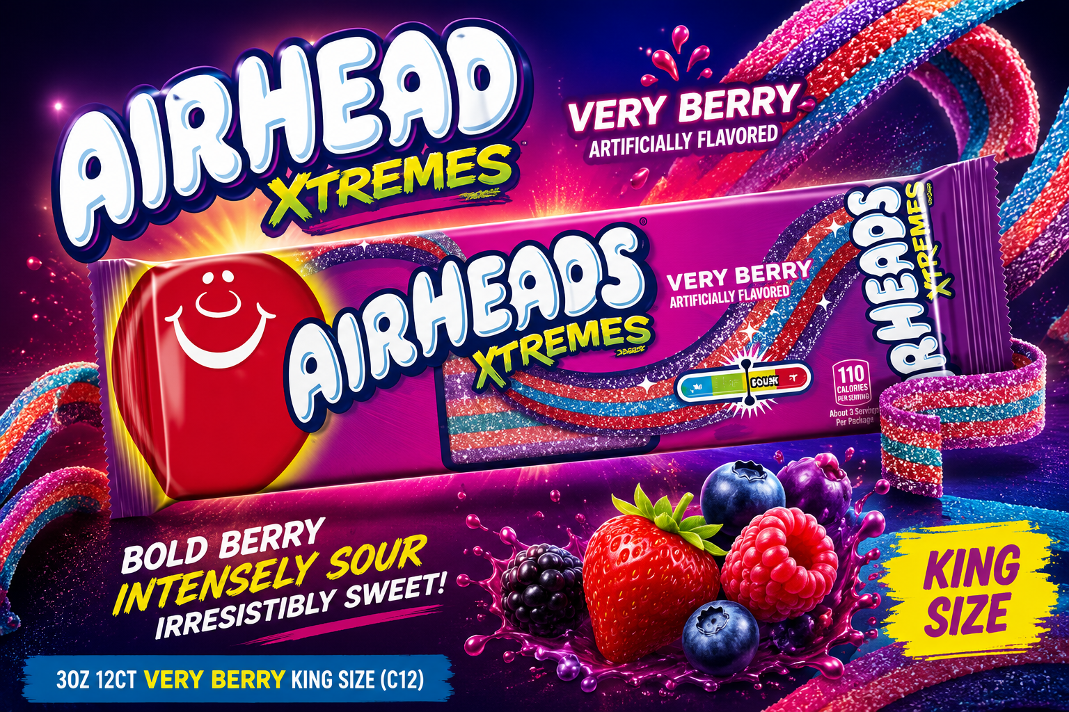 Airhead Xtremes 3OZ 12CT Very Berry King Size (C12) product image