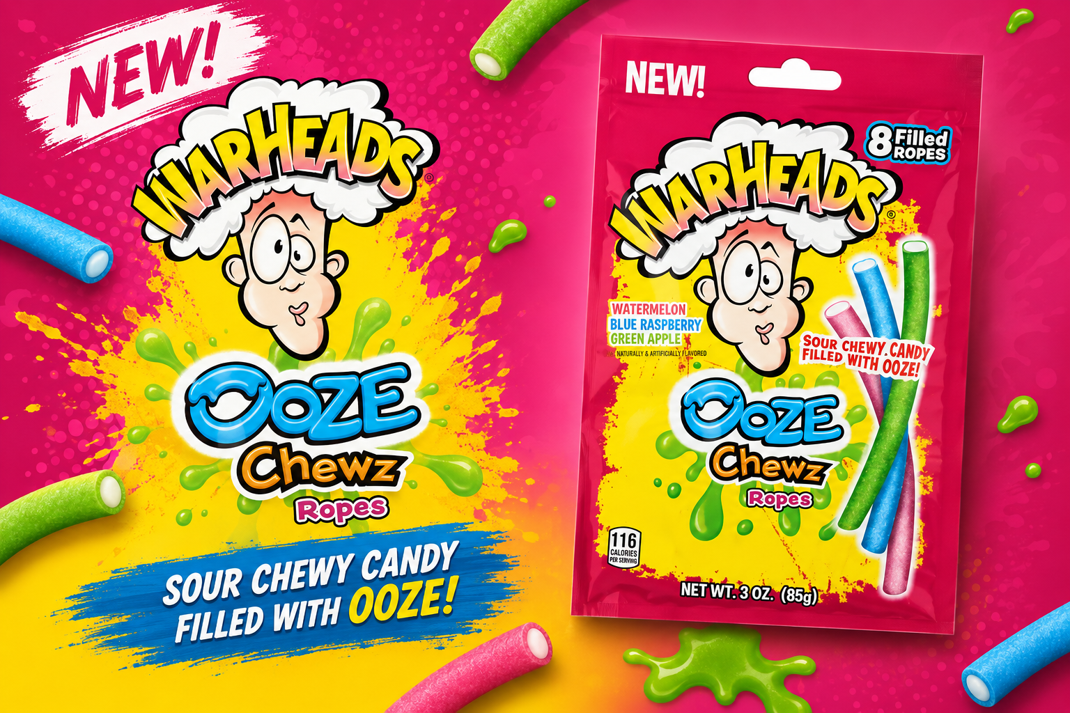 Peg Bag Warheads Ooze Chewz Ropes 3OZ 1CT (C12) product image