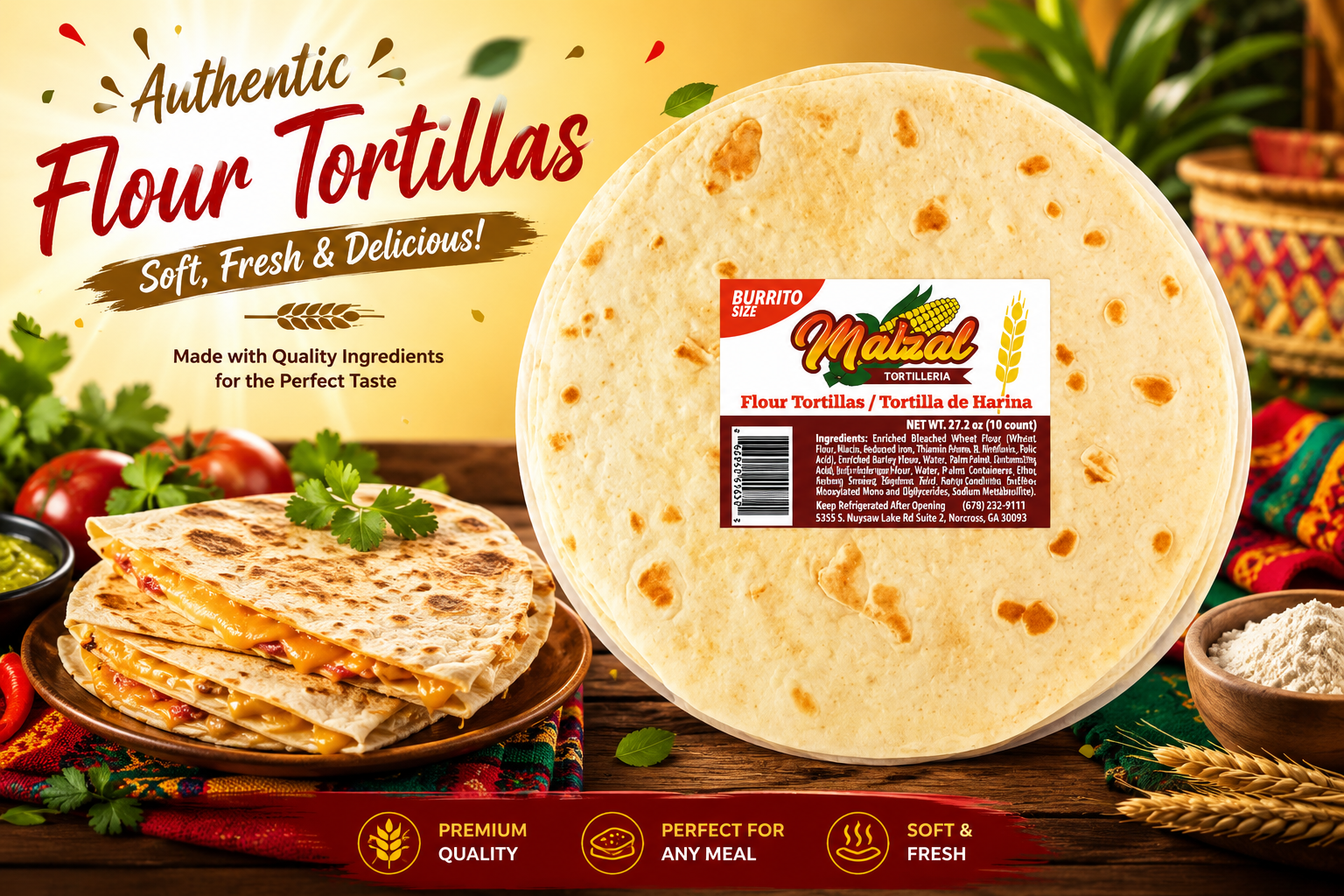Malzal Tortilleria Quesadilla Size 12OZ 10/Pk 1CT (C24) product image