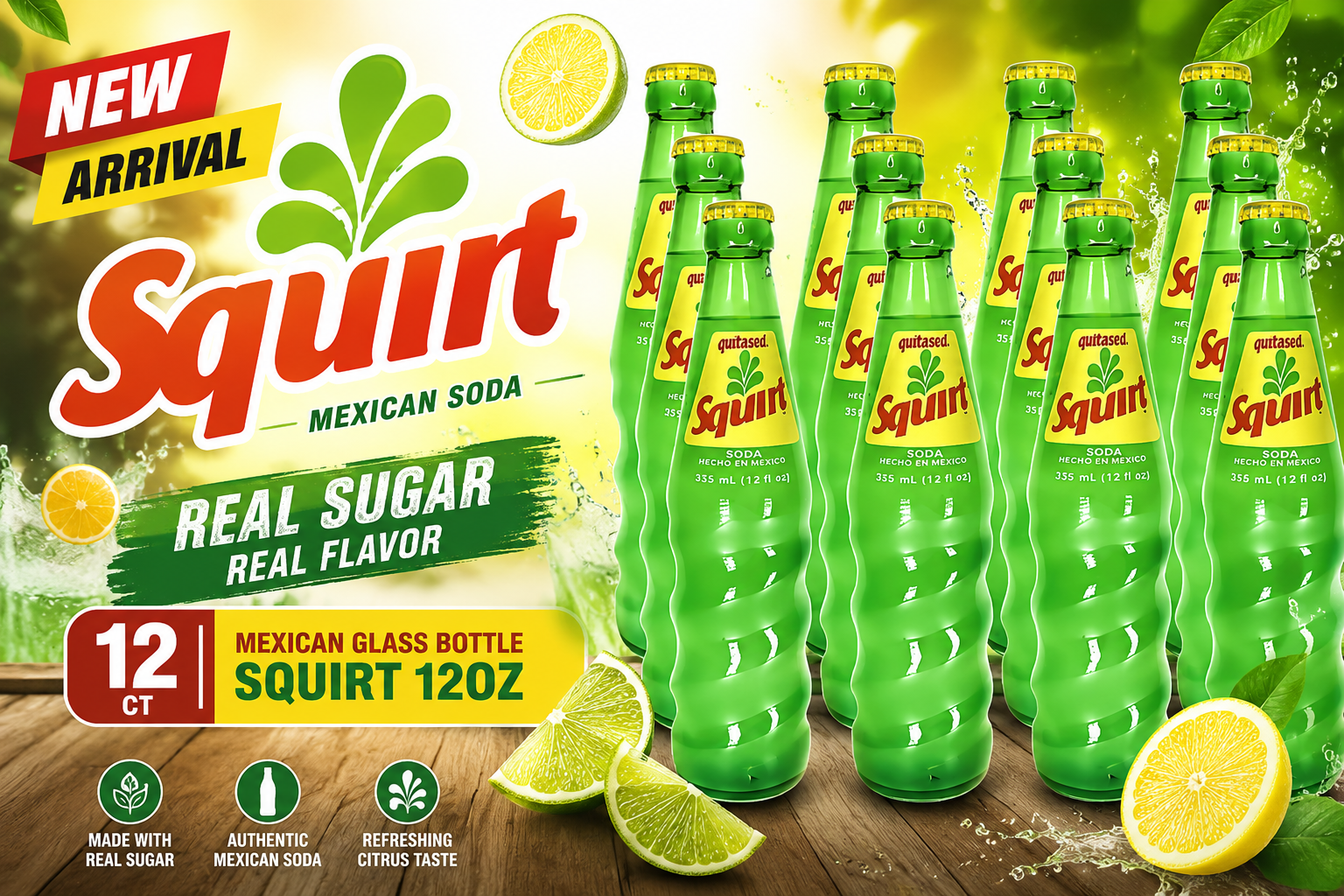 Bev Soda Mexican Glass Bottle 12CT | Squirt 12OZ product image