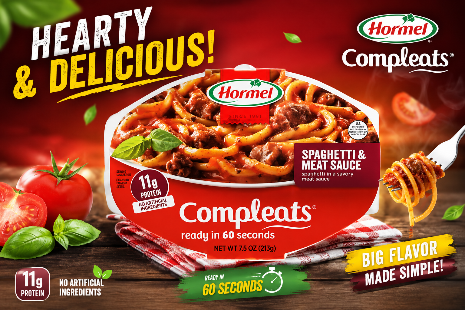 Hormel Compleats Spaghetti And Meat Sauce 7.5OZ 1CT (C7) product image
