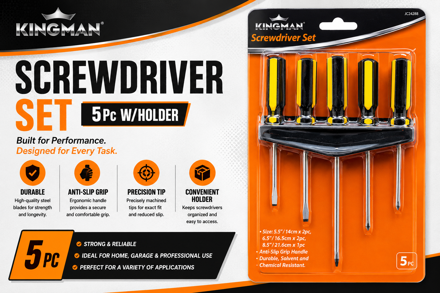 Kingman Screwdriver Set 5Pc W/Holder (C24) product image