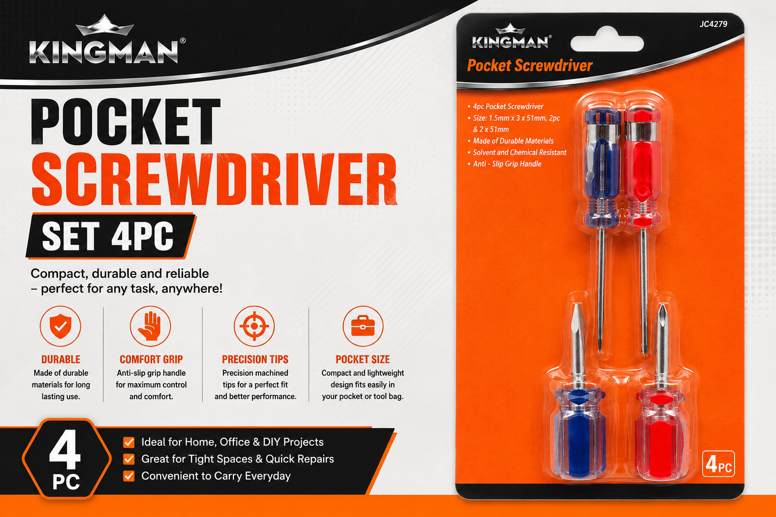 Kingman Pocket Screwdriver 4/PK (C24) product image