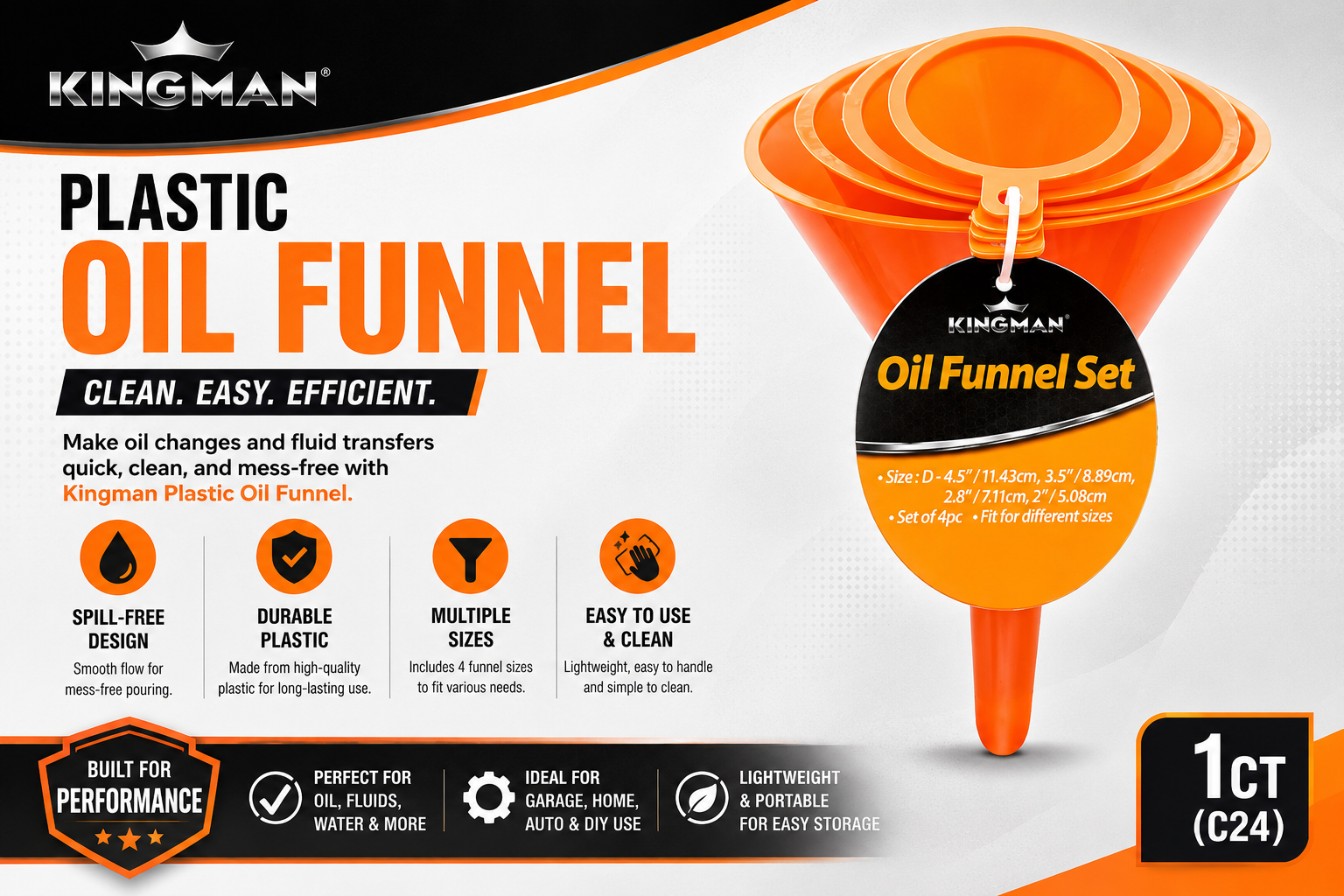 Kingman Plastic Oil Funnel 1CT (C24) product image