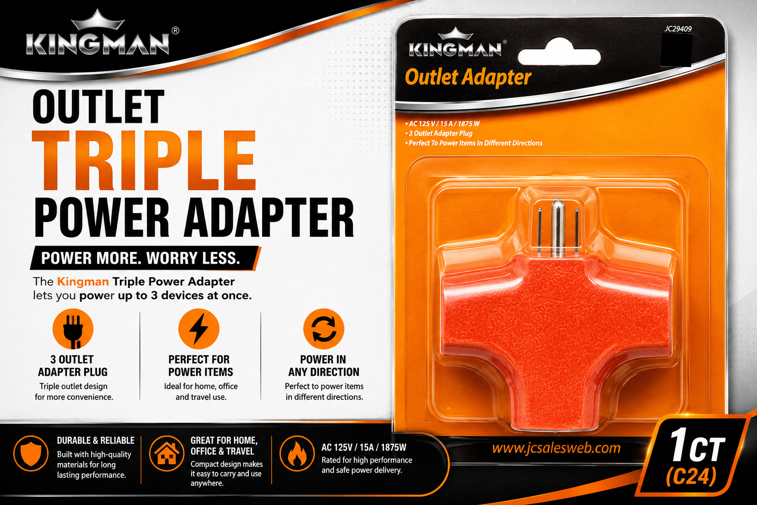 Kingman Outlet Triple Power Adapter 1CT (C24) product image