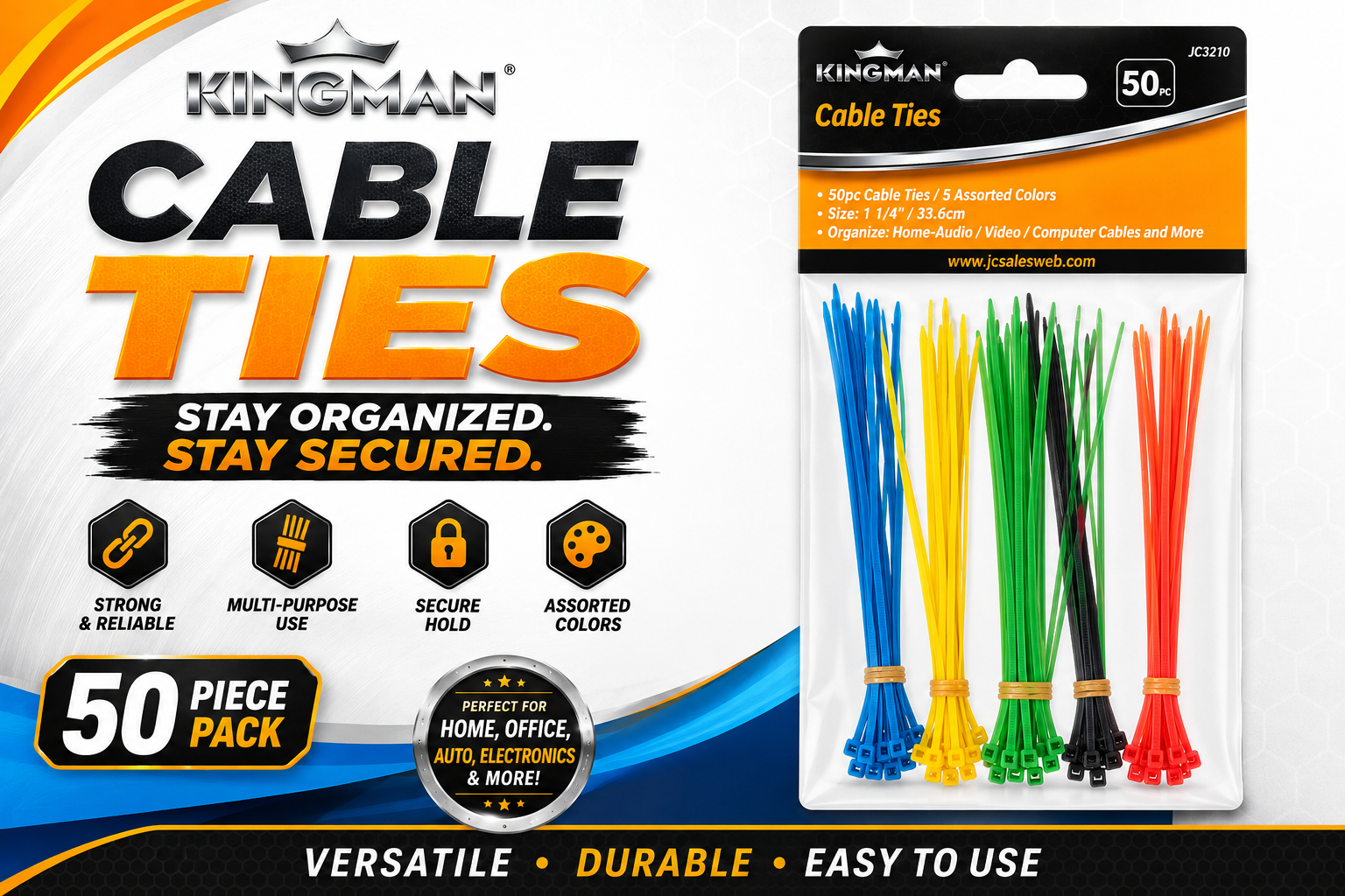 Kingman Cable Ties W/Asst Color 50/PK (C24) product image