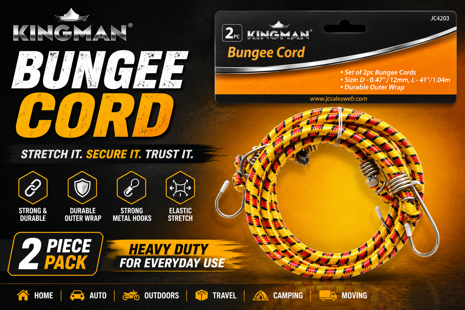 Kingman Bungee Cord 2CT/PK Durable (C40) product image