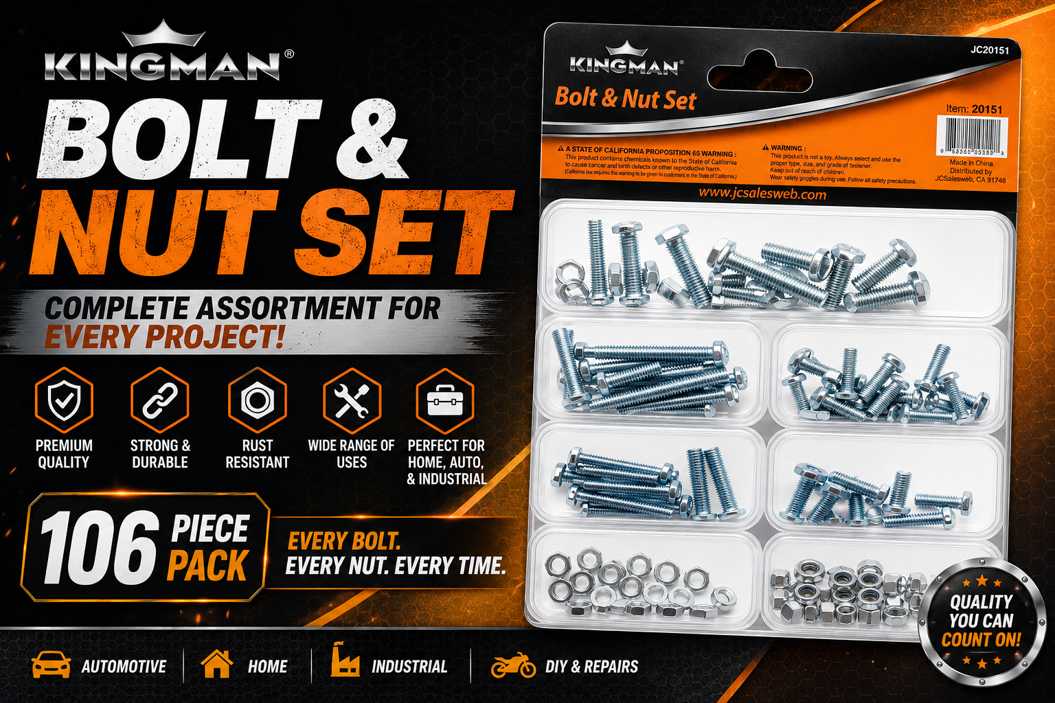 Kingman Bolt And Nut Set 106/PK (C24) product image