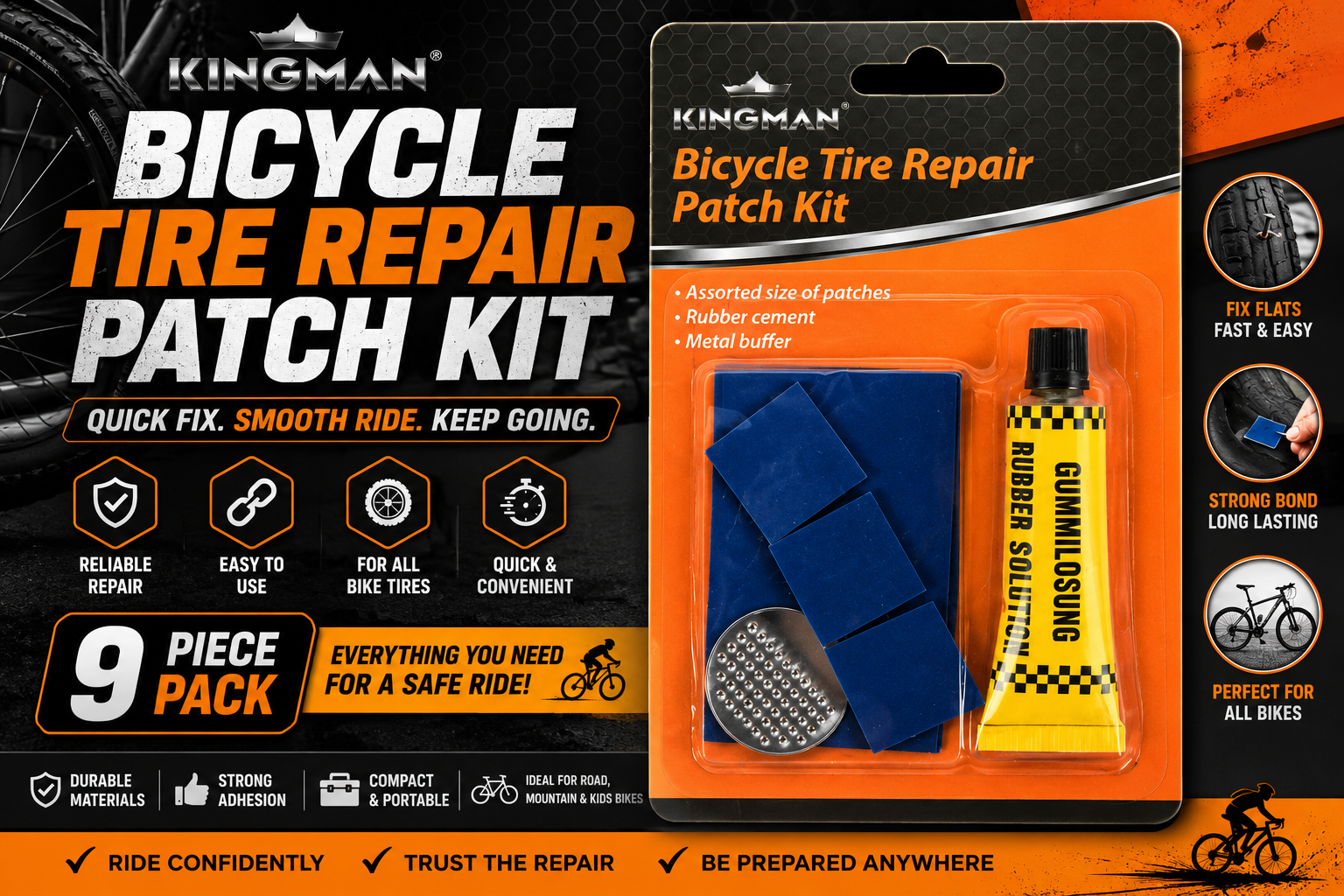 Kingman Bicycle Tire Repair Kit 9/PK (C24) product image