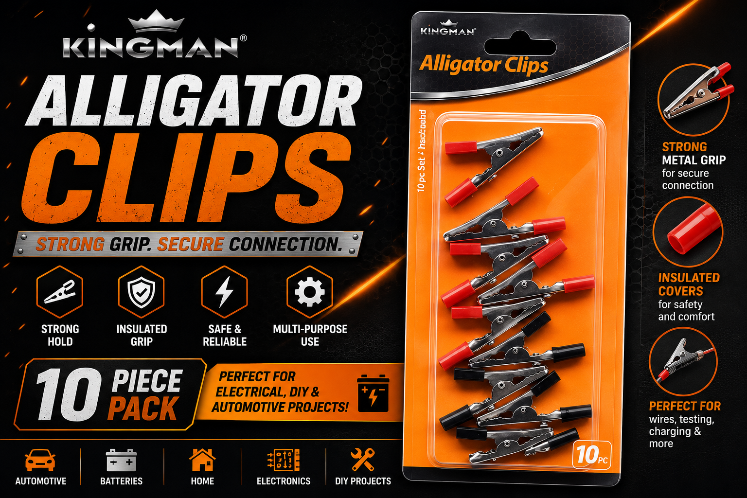 Kingman Alligator Clip Insulated 10/PK (C24) product image