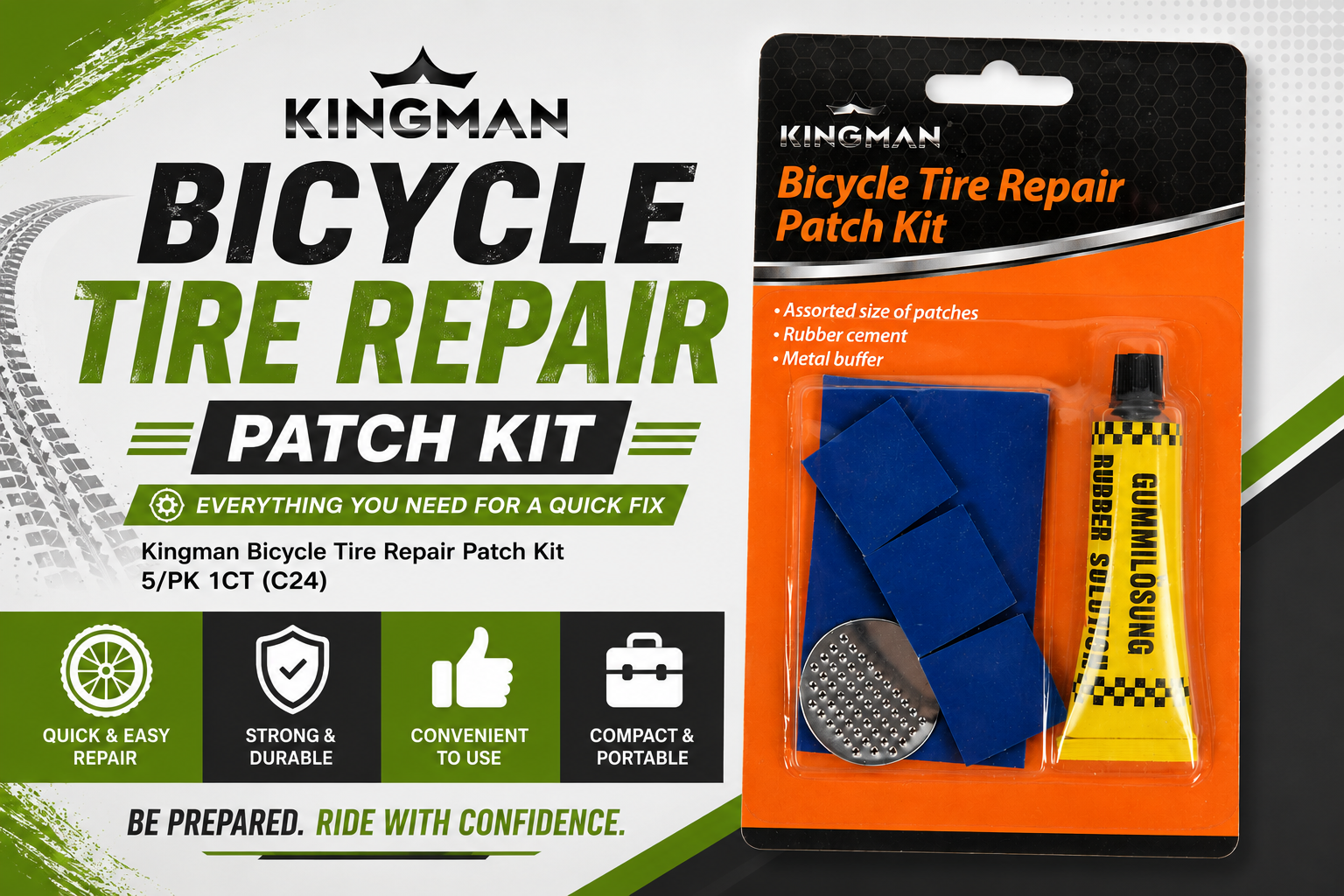 Kingman Bicycle Tire Repair Patch Kit 5/PK 1CT (C24) product image