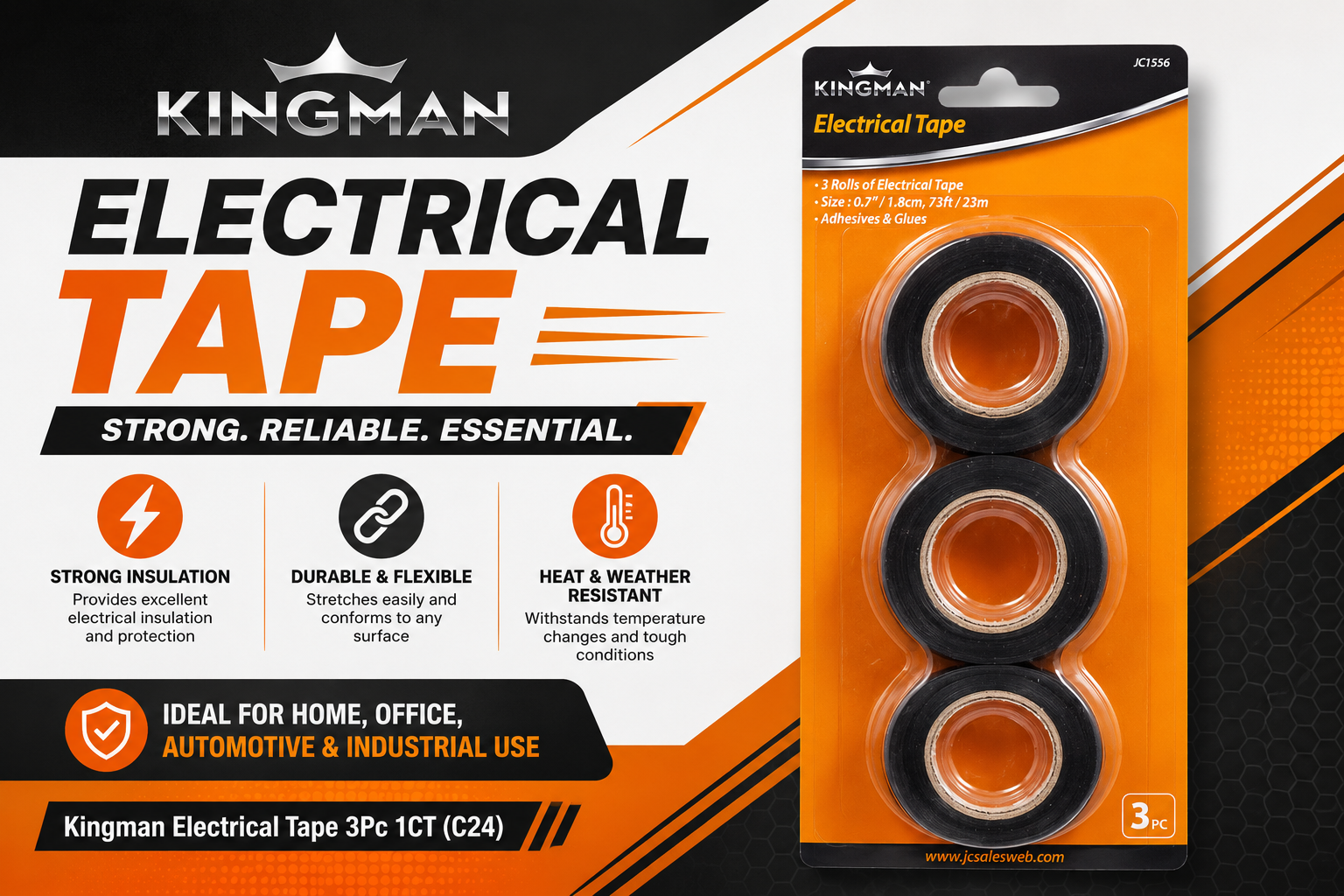 Kingman Electrical Tape 3Pc 1CT (C24) product image