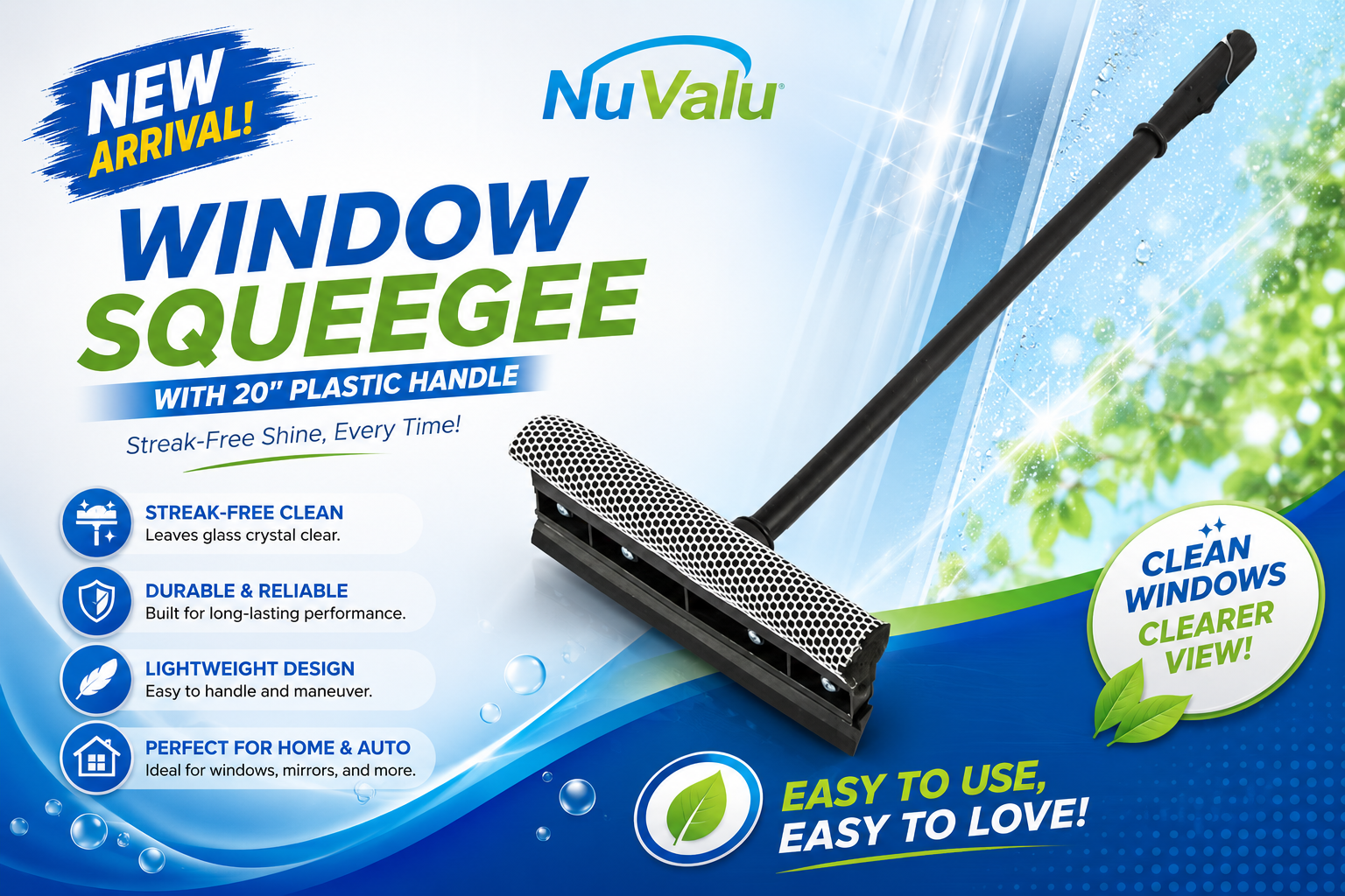 NuValu Window Squeegee W/20" Plastic Handle 1CT (C24) product image