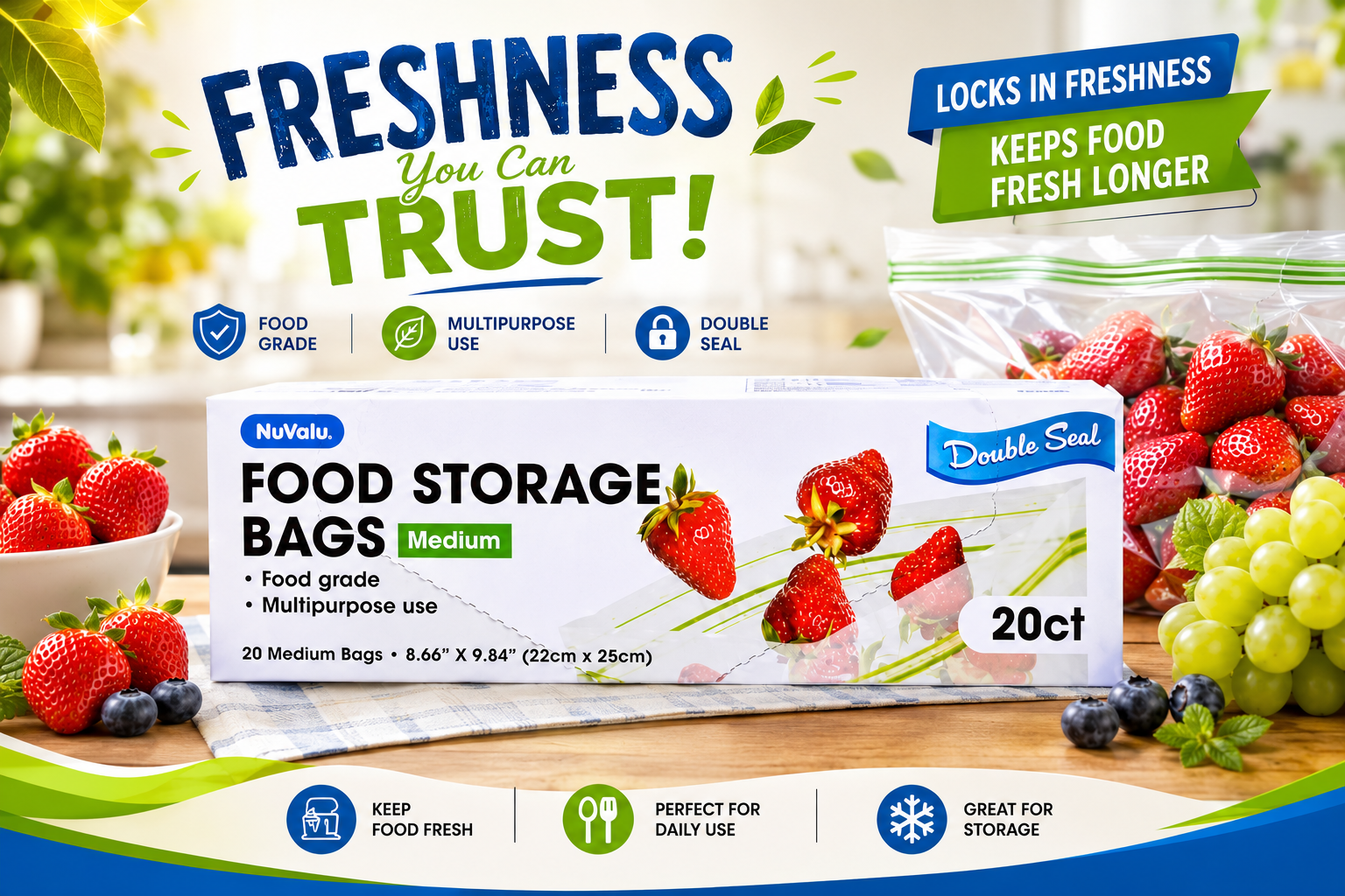 NuValu Food Storage Zipper Bag 20/Pk 1CT (C30) product image