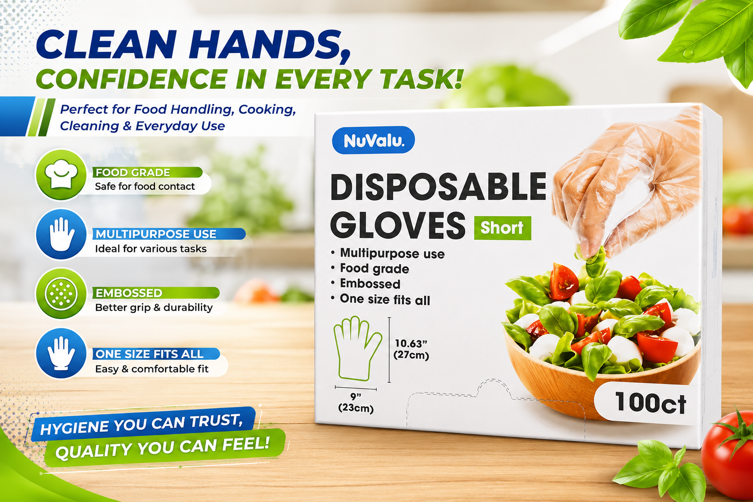 Nuvalu Disposable Gloves Short 100CT (C20) product image