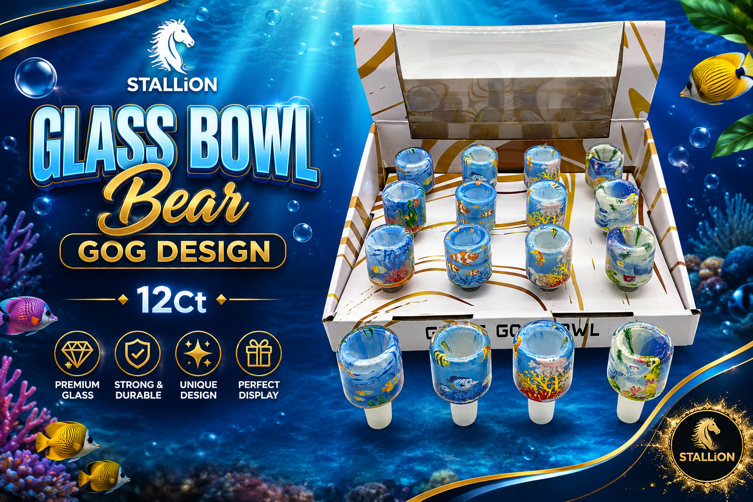 Stallion Glass Bowl Bear GOG Design 12Ct (C12)  product image