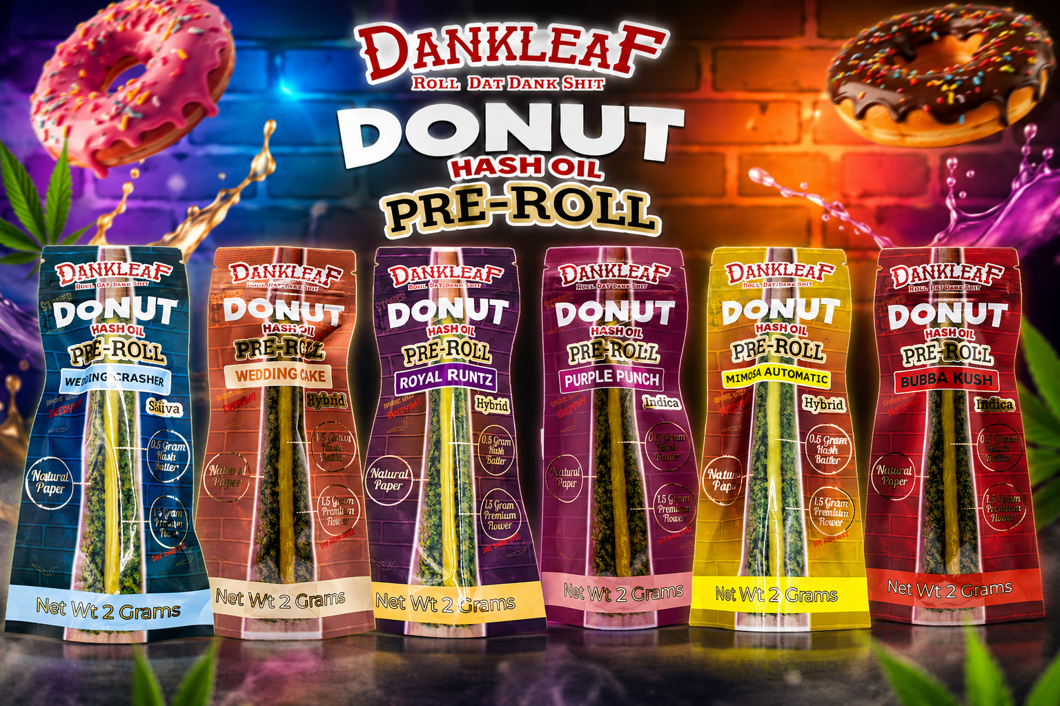 Dankleaf Donut 2G Thcp Hash Oil Pre-Rolls 12CT (C22) product image