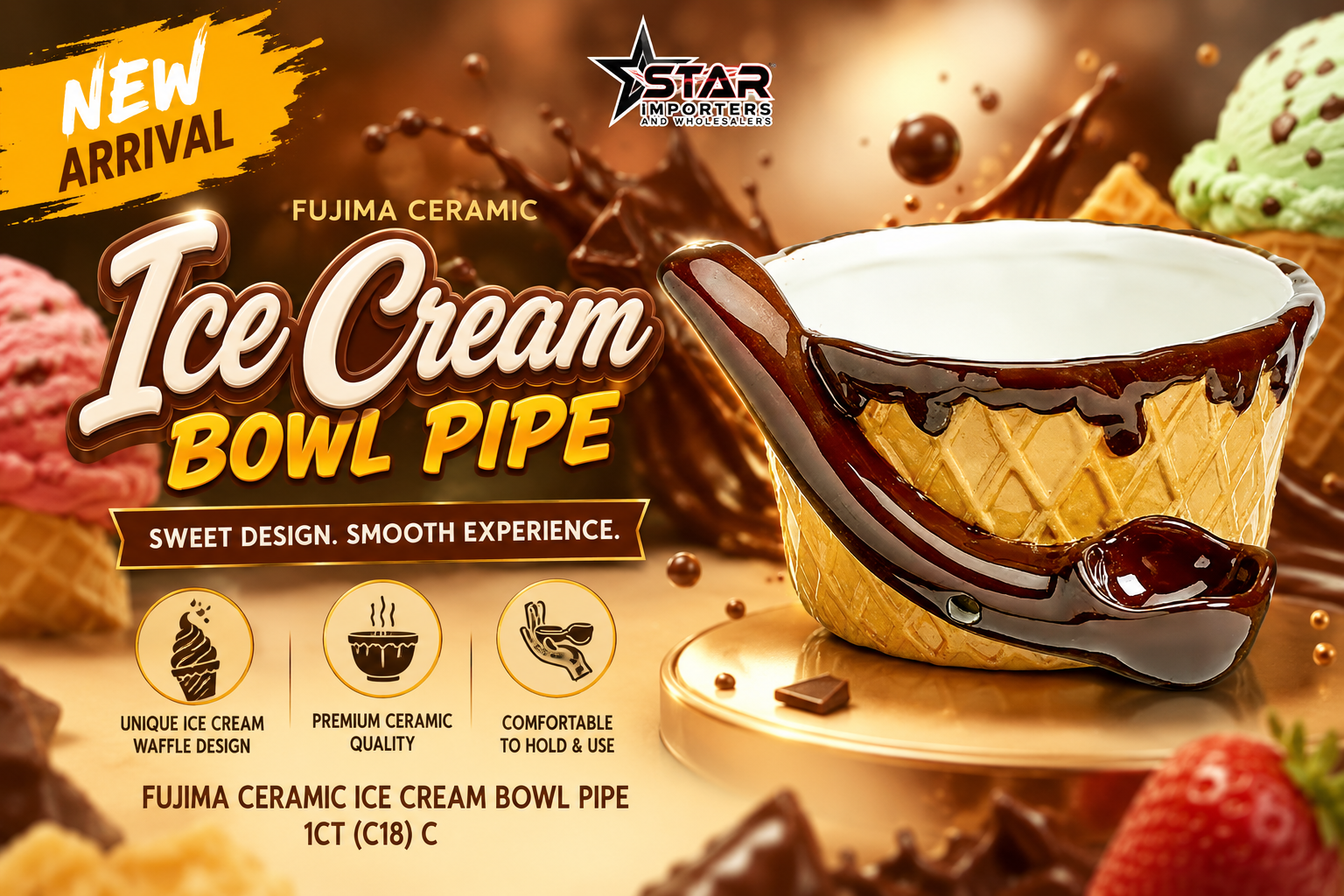 Fujima Ceramic Ice Cream Bowl Pipe 1CT (C18) C product image