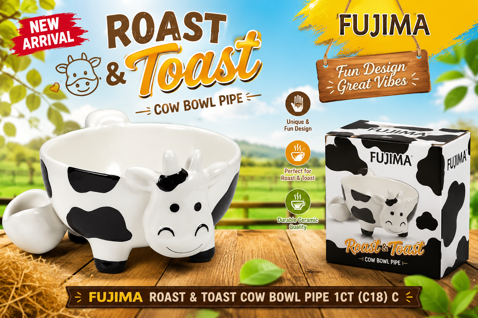 Fujima Roast & Toast Cow Bowl Pipe 1CT (C18) C product image