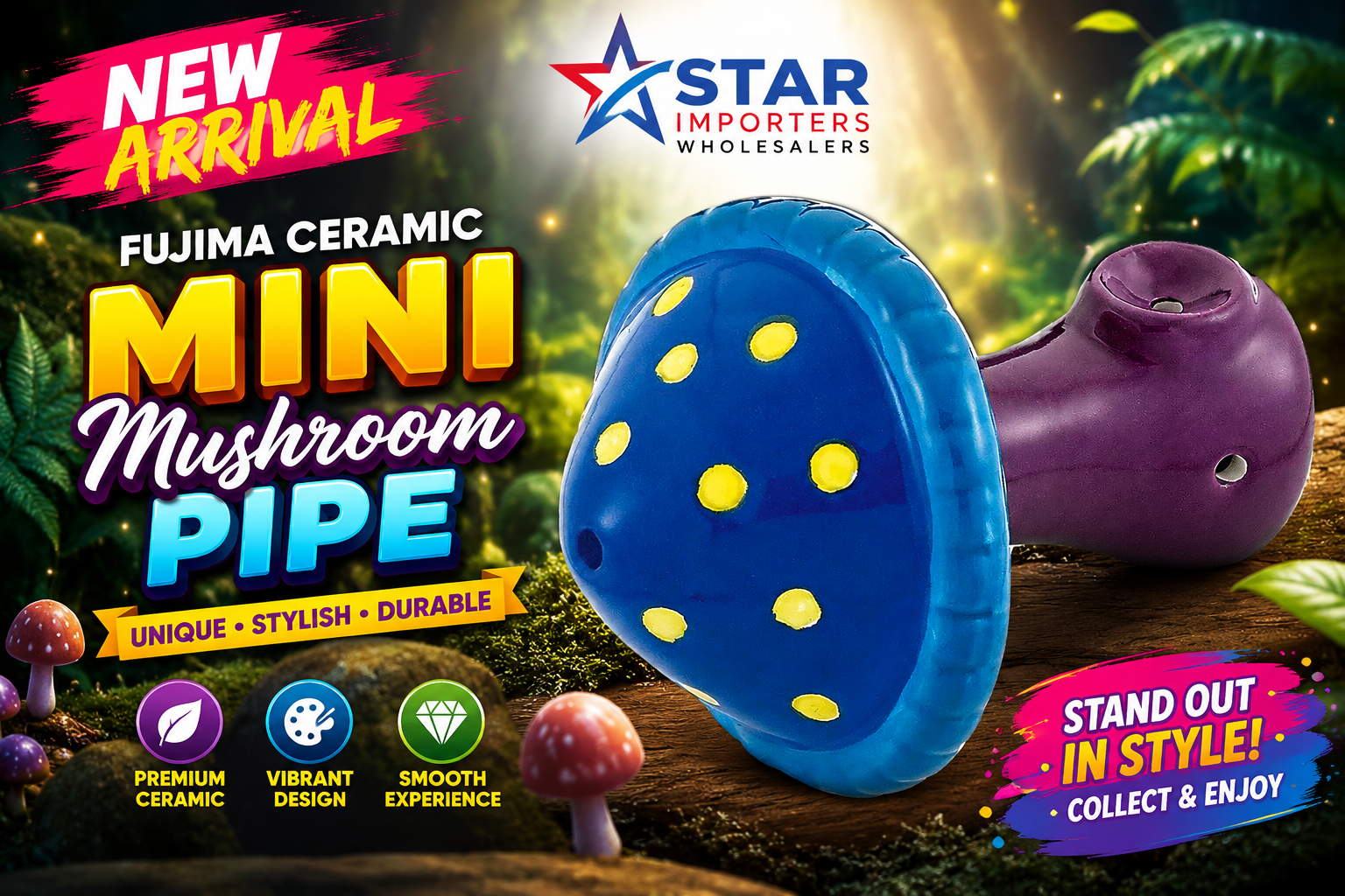 Fujima Ceramic Mini Mushroom Pipe 1CT (C36) C product image
