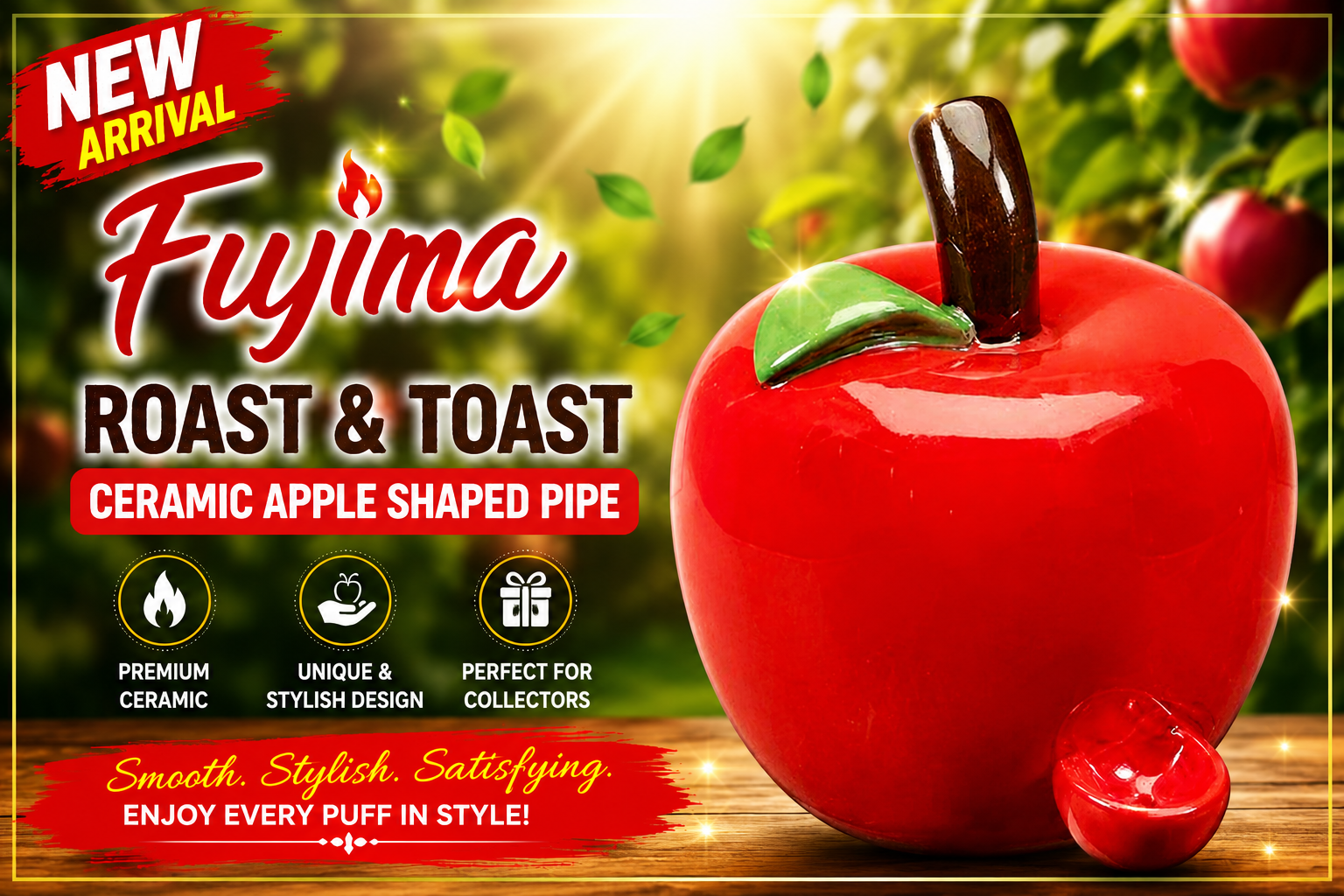 Fujima Roast & Toast Ceramic Apple Shaped Pipe 1CT (C24) C product image