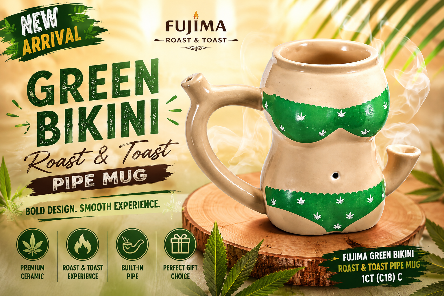 Fujima Green Bikini Roast & Toast Pipe Mug 1CT (C18) C  product image