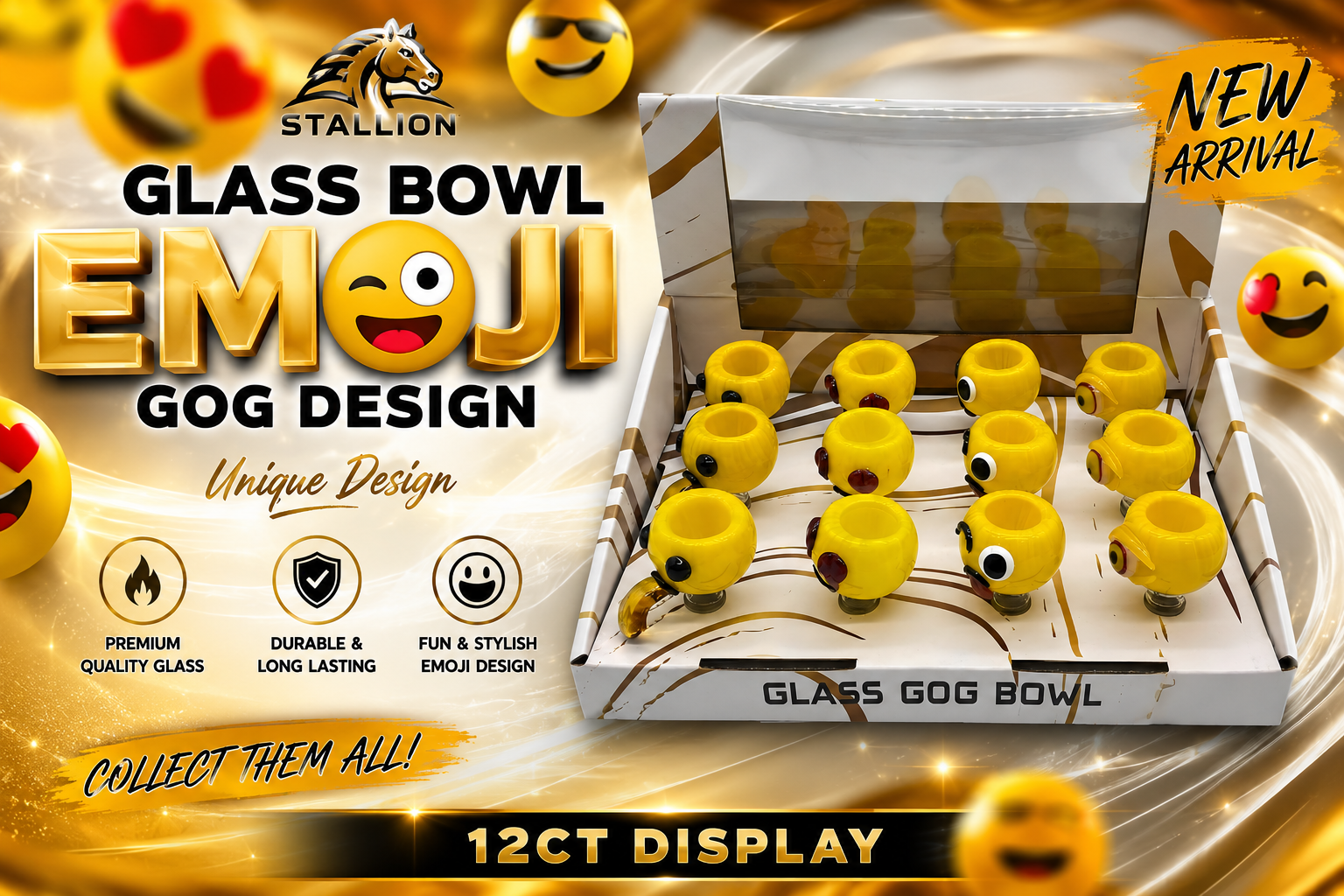 Stallion Glass Bowl Emoji GOG Design 12Ct (C12) product image