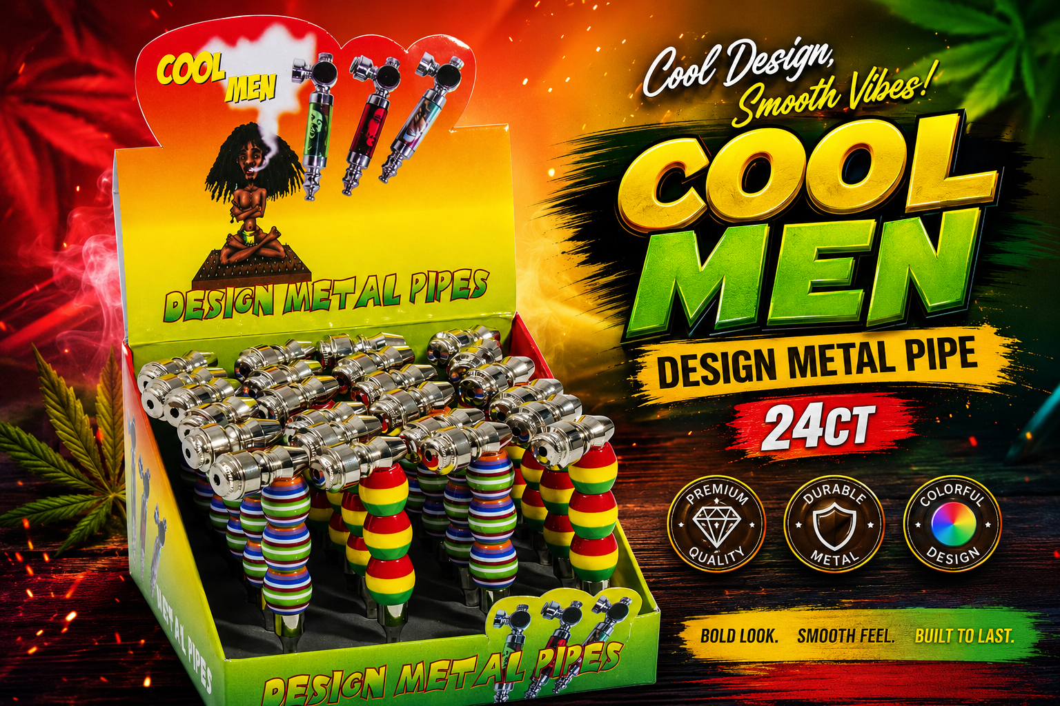 Pipe 5.5" Metal Cool Men Design Rainbow Pipe W/Cape 24CT (C10) product image