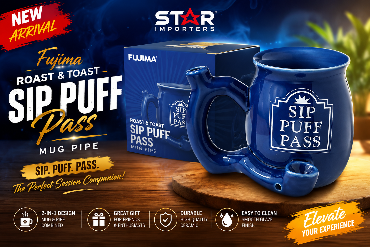 Fujima Roast & Toast Sip Puff Pass Mug Pipe 1CT (C24) C product image