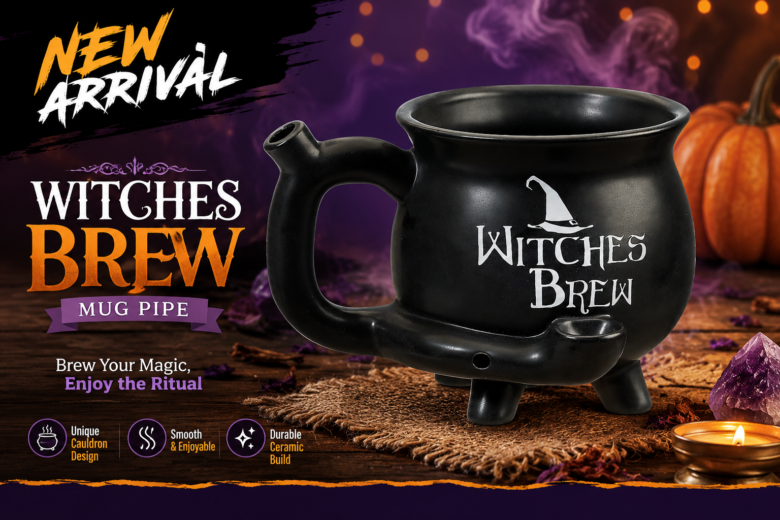 Fujima Roast & Toast Witches Brew Cauldron Mug Pipe 1CT (C24) C product image