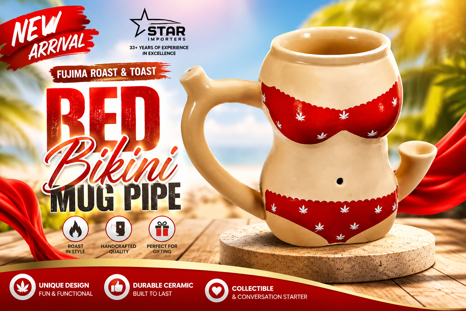 Fujima Roast & Toast Red Bikini Mug Pipe 1CT (C18) C product image