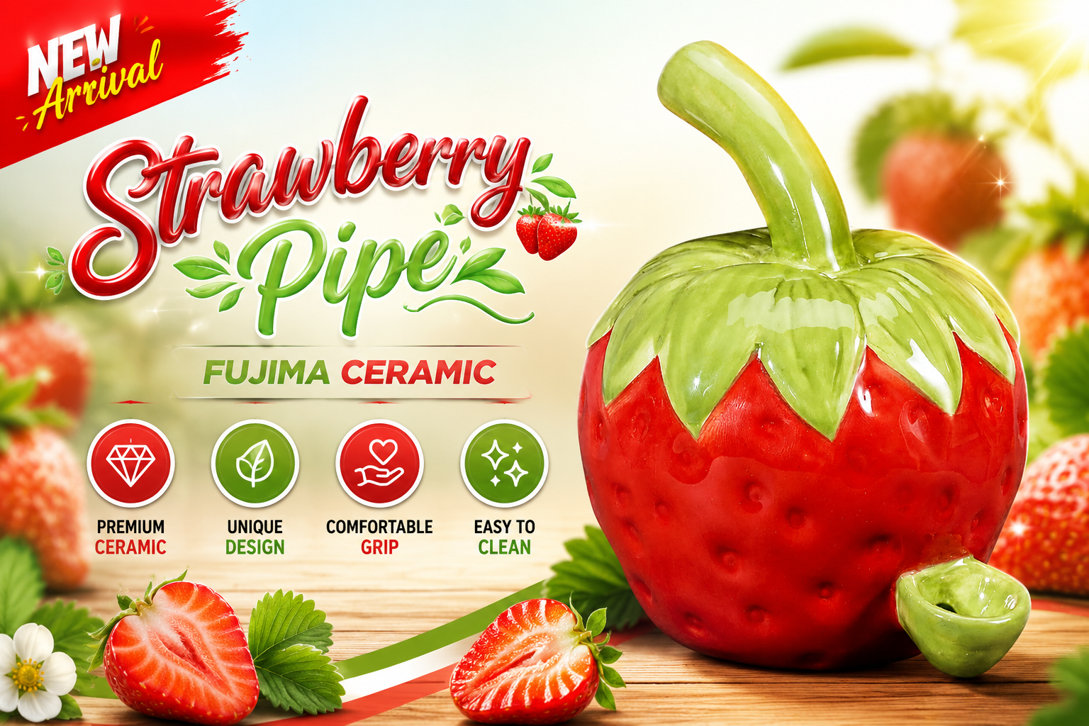 Fujima Ceramic Strawberry Pipe 1CT (C24) C product image
