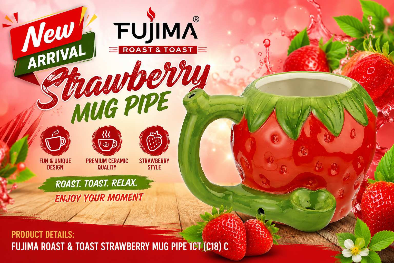 Fujima Roast & Toast Strawberry Mug Pipe 1CT (C18) C product image