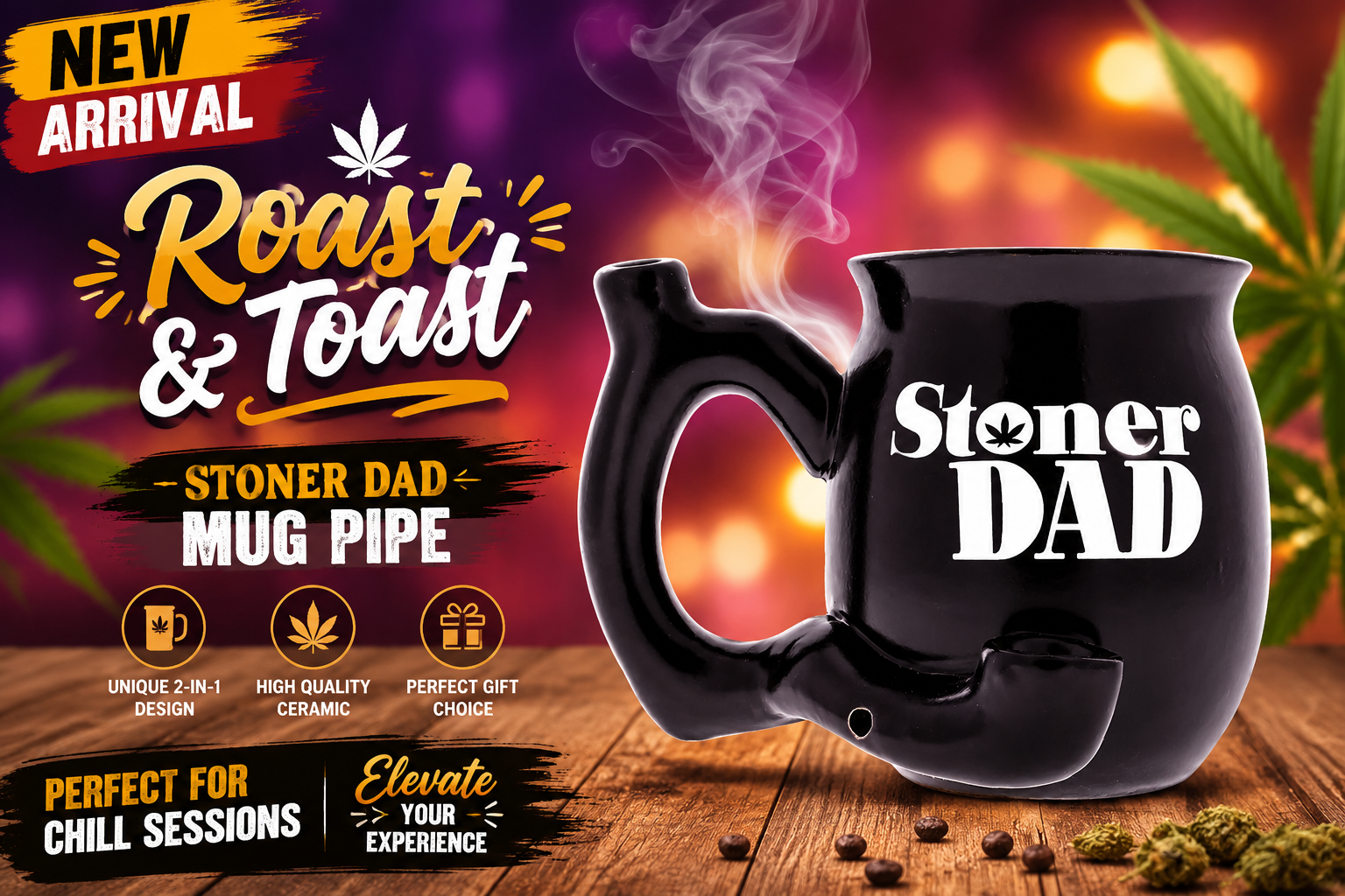 Fujima Roast & Toast Black Stoner Dad Mug Pipe 1CT (C24) C  product image