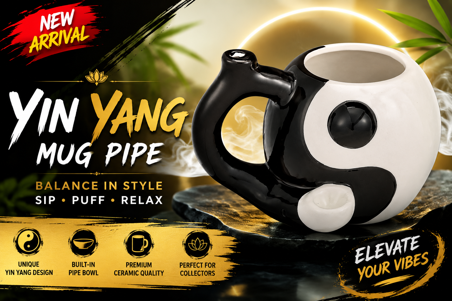 Fujima Ceramic Yin Yang Mug Pipe 1CT (C18) C product image