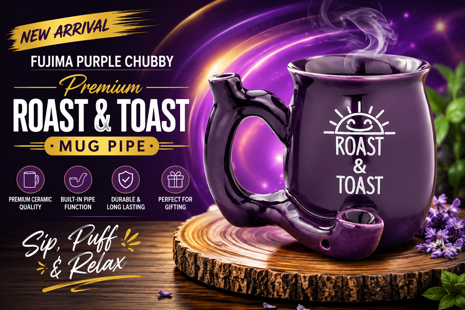 Fujima Purple Chubby Premium Roast & Toast Mug Pipe 1CT (C24) C product image