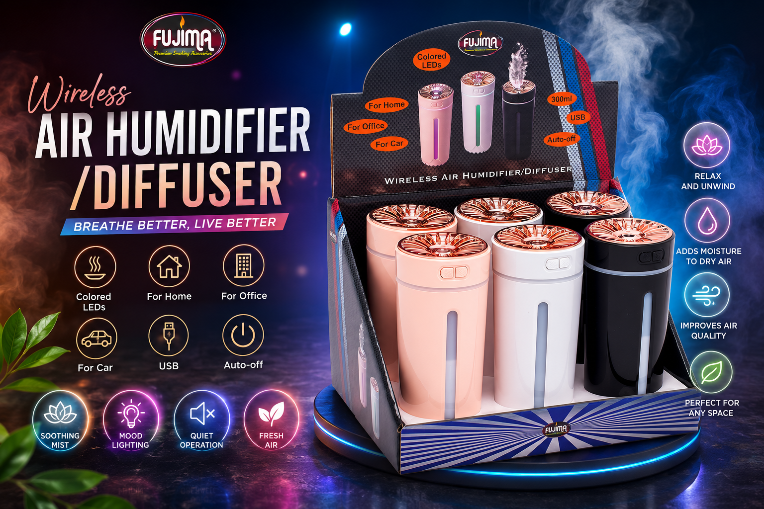 Fujima Wireless Air Humidifier/Diffuser 6CT (C6) product image