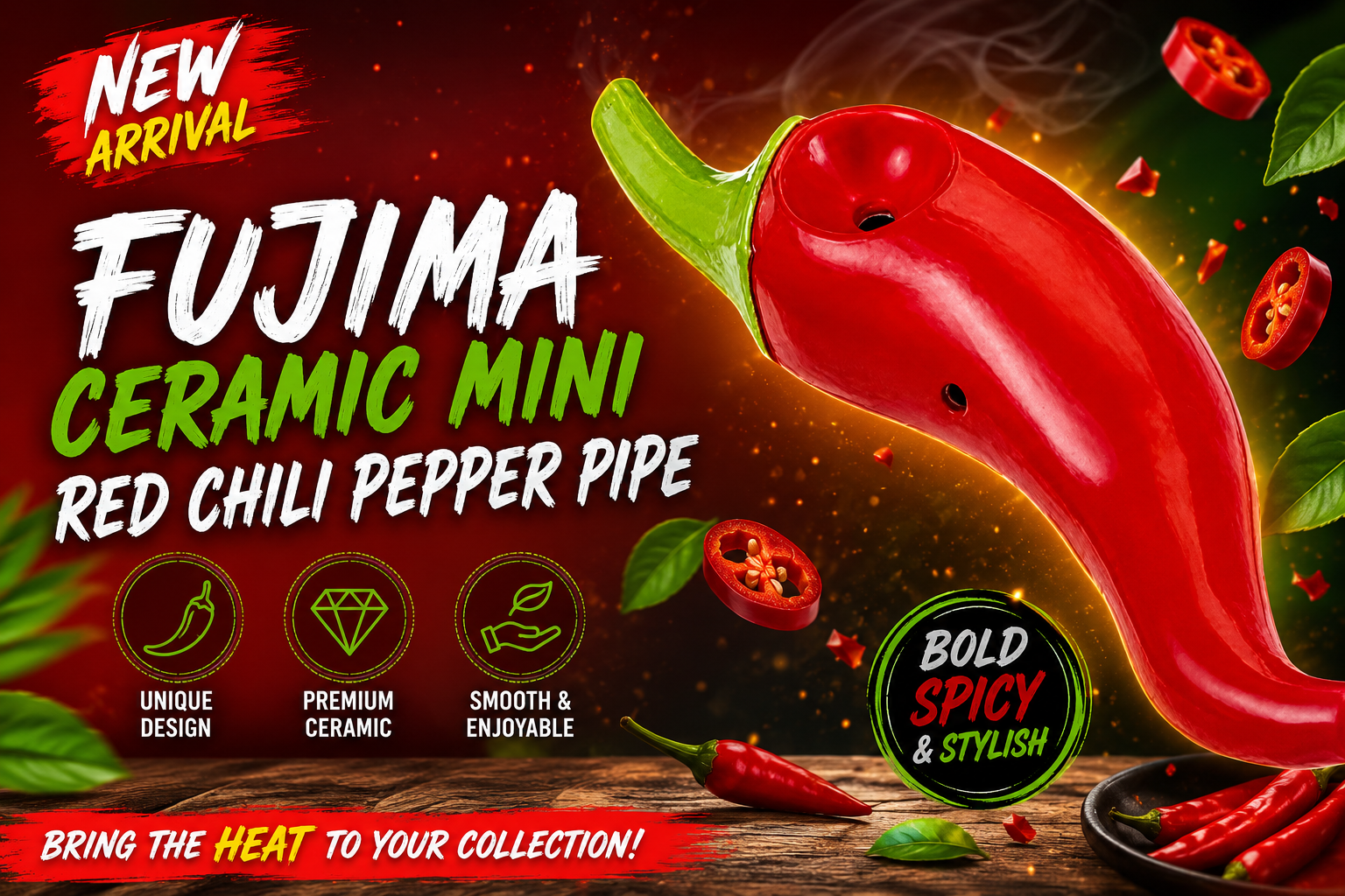 Fujima Ceramic Mini Red Chili Pepper Pipe 1CT (C48) C product image