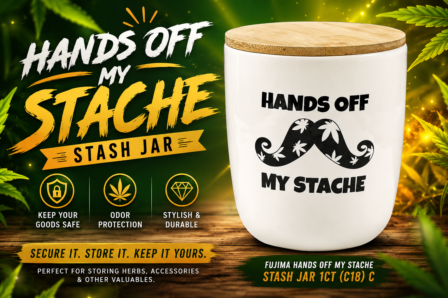 Fujima Hands Off My Stache Stash Jar 1CT (C18) C product image