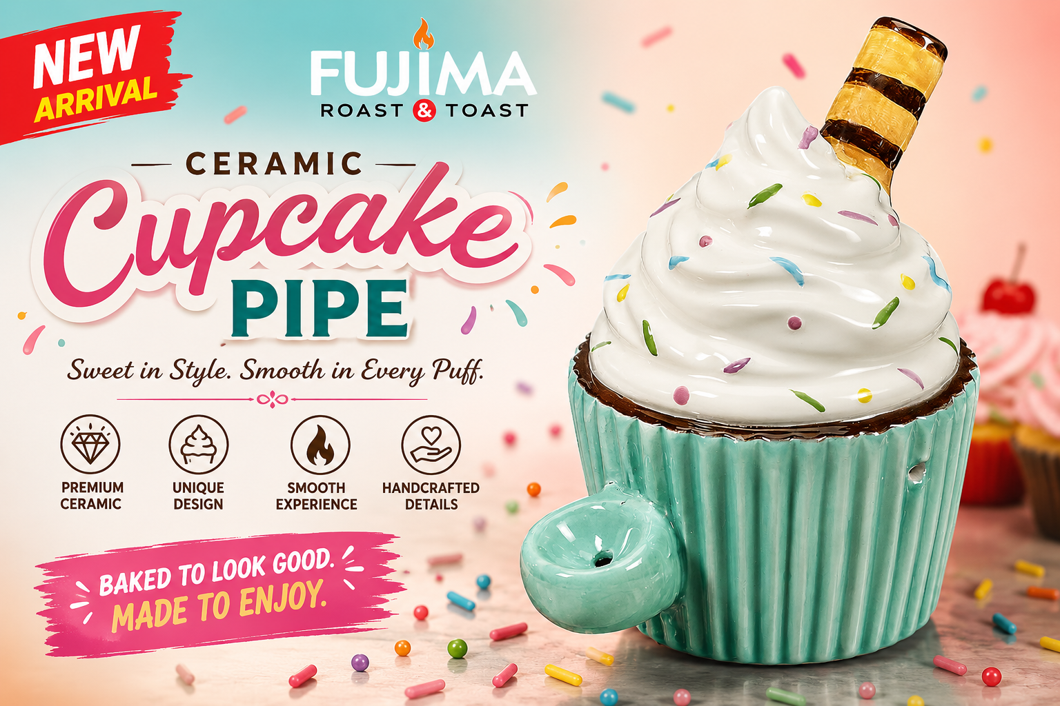 Fujima Roast & Toast Ceramic Cupcake Pipe 1CT (C24) C product image