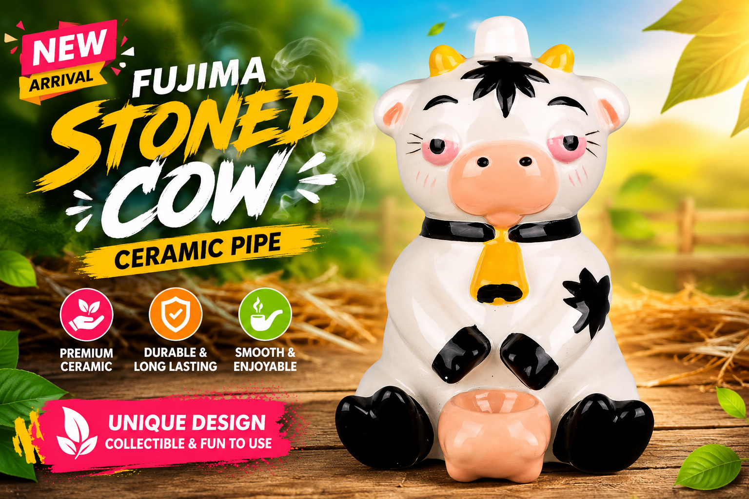 Fujima Stoned Cow Ceramic Pipe 1CT (C24) C product image