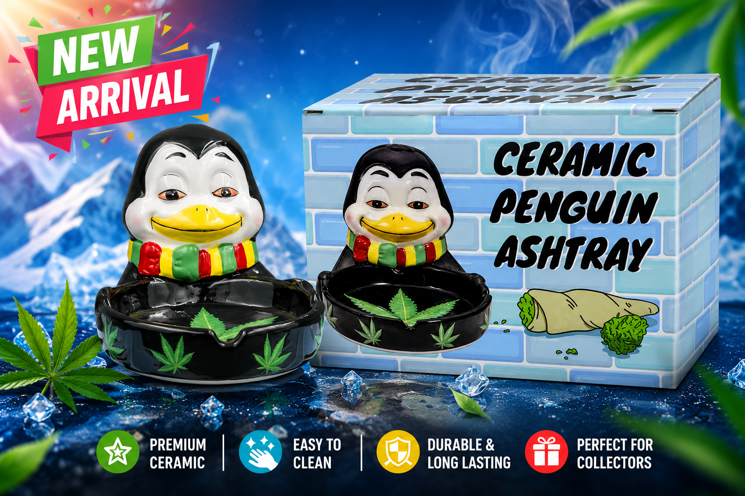 Fujima Ceramic Penguin Ashtray 1CT (C24) C product image