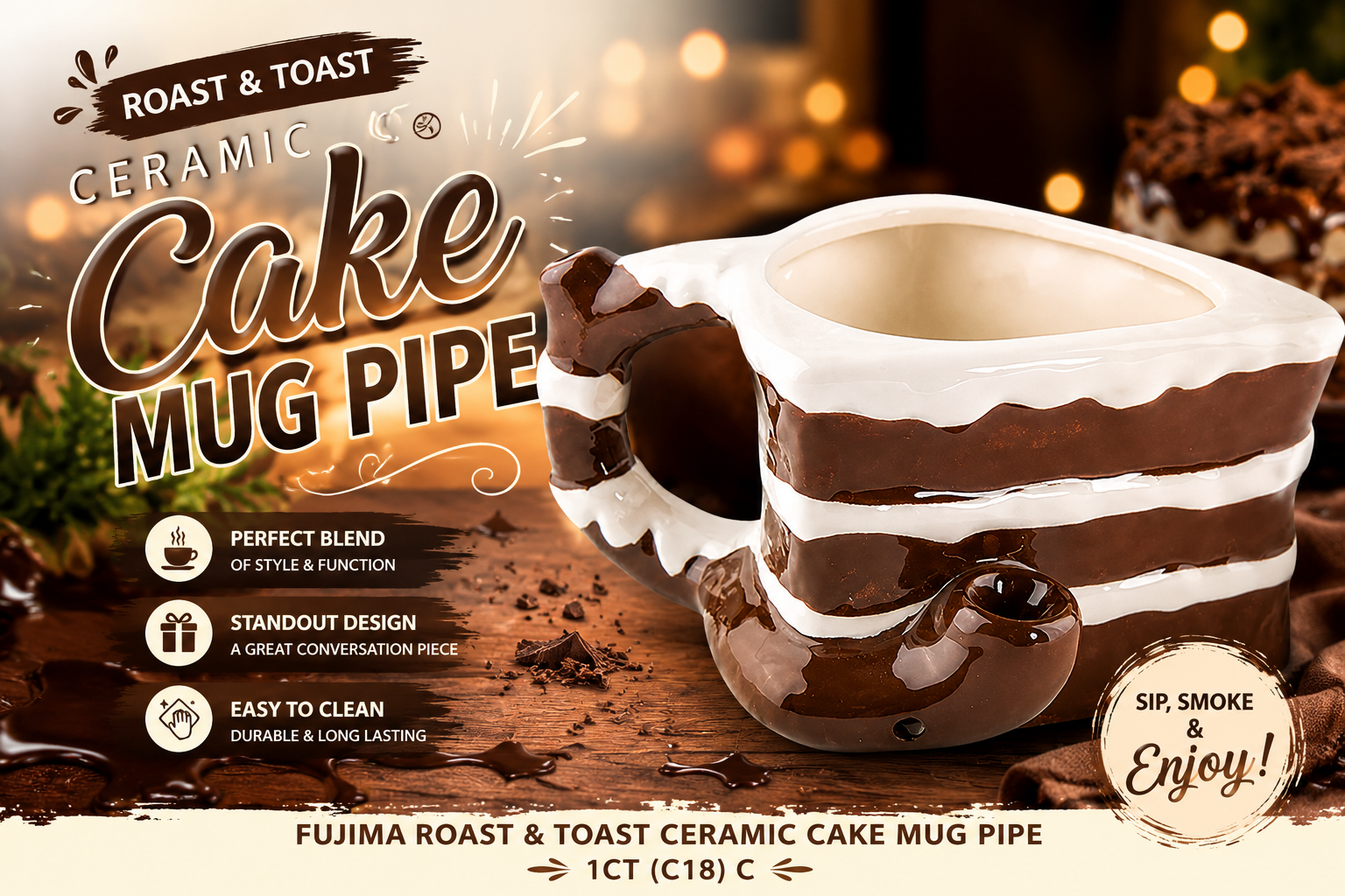 Fujima Roast & Toast Ceramic Cake Mug Pipe 1CT (C18) C product image