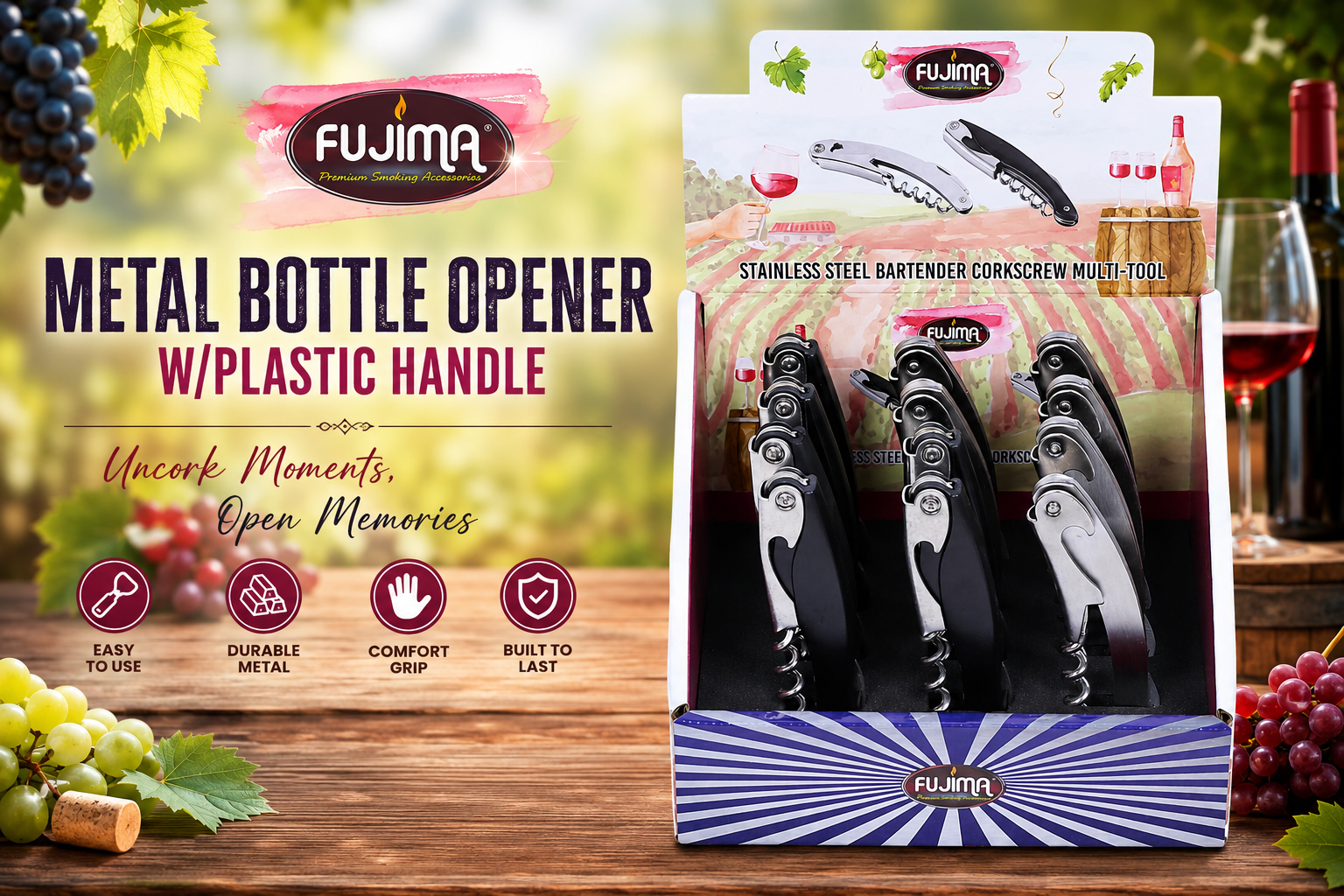 Fujima Metal Bottle Opener W/Plastic Handle 12CT (C12) product image