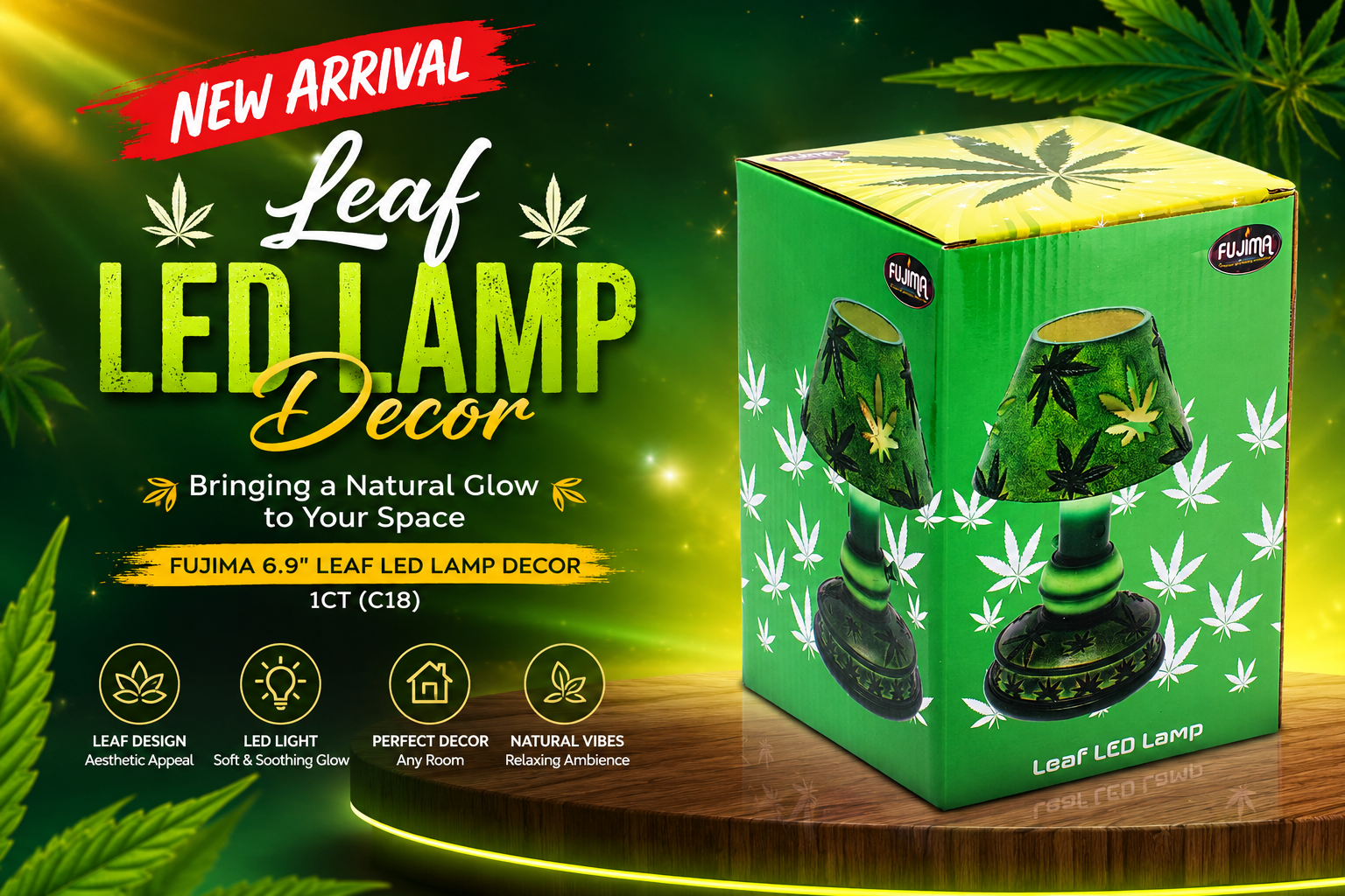 Fujima 6.9" Leaf Led Lamp Decor 1CT (C18) product image