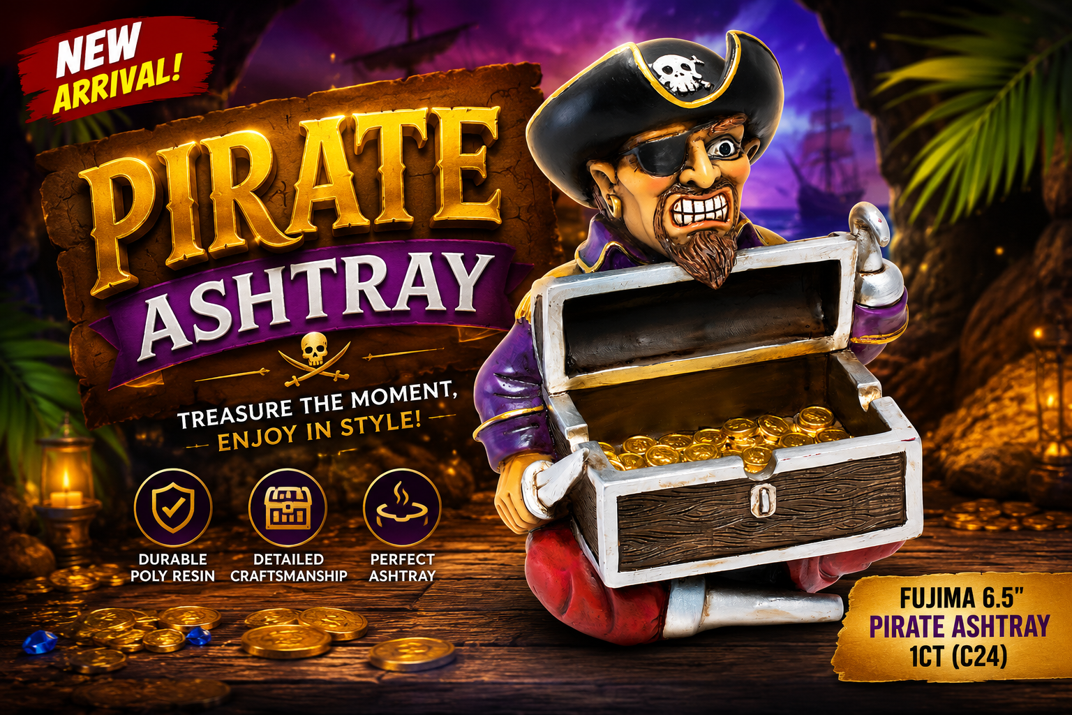 Fujima 6.5" Pirate Ashtray 1CT (C24) product image